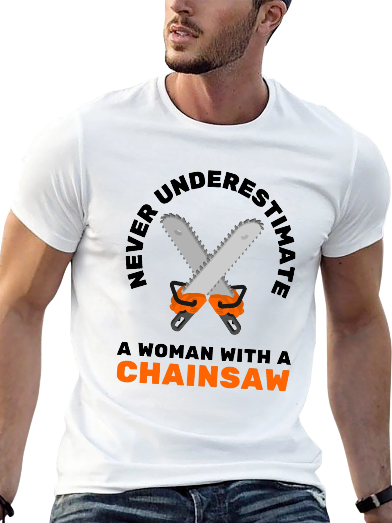 Woman Chainsaw T-Shirt - Funny Graphic Tee