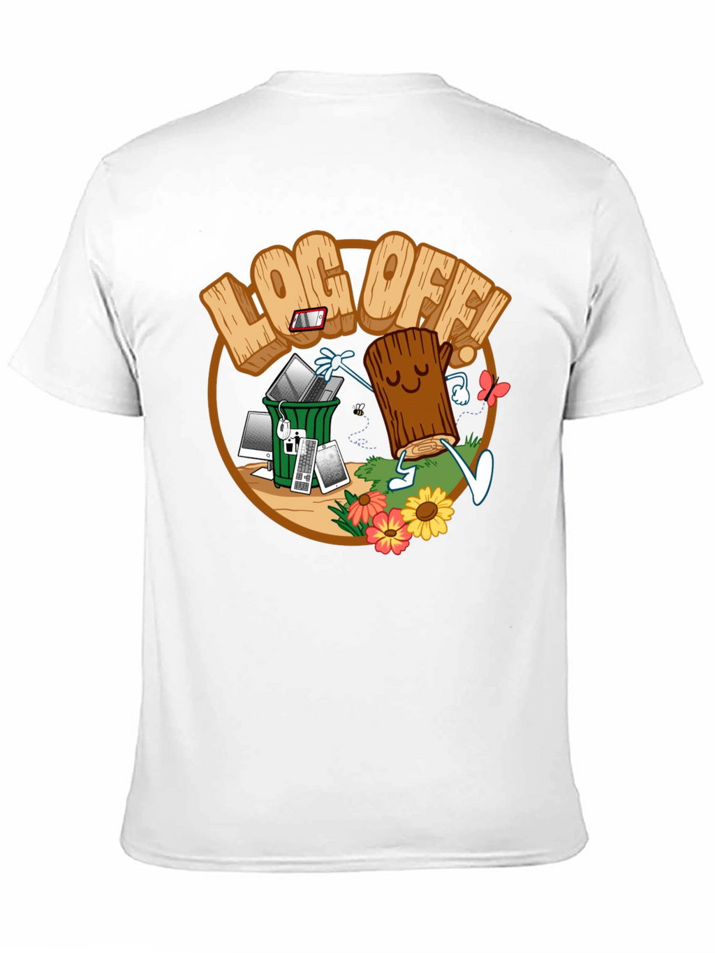 Log Off! Graphic Print Black T-Shirt