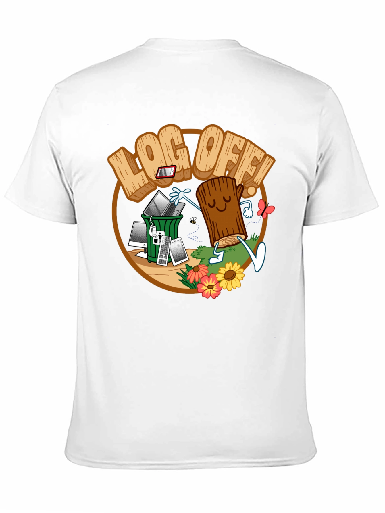 Log Off! Graphic Print Black T-Shirt