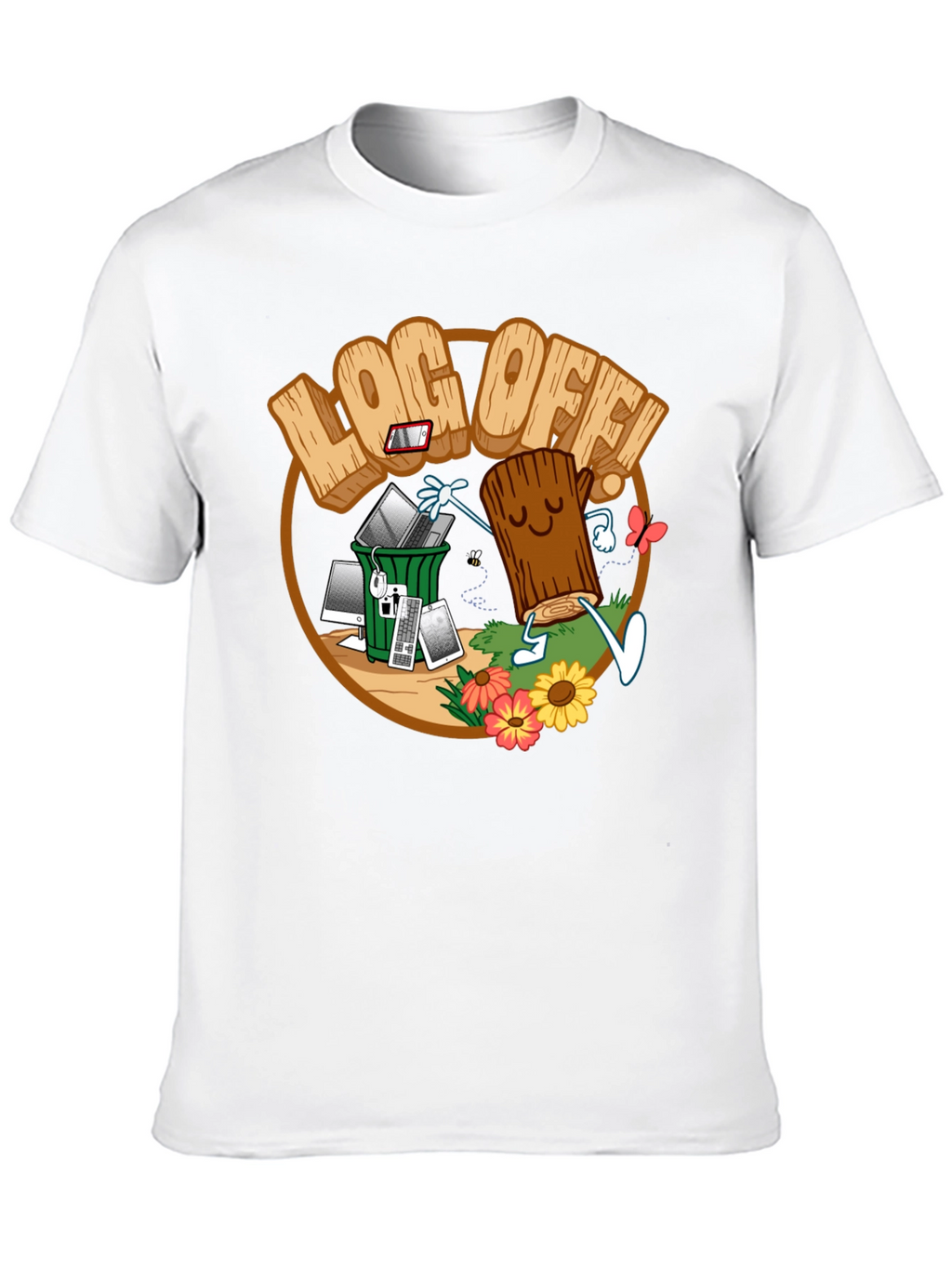 Log Off! Graphic Print Black T-Shirt