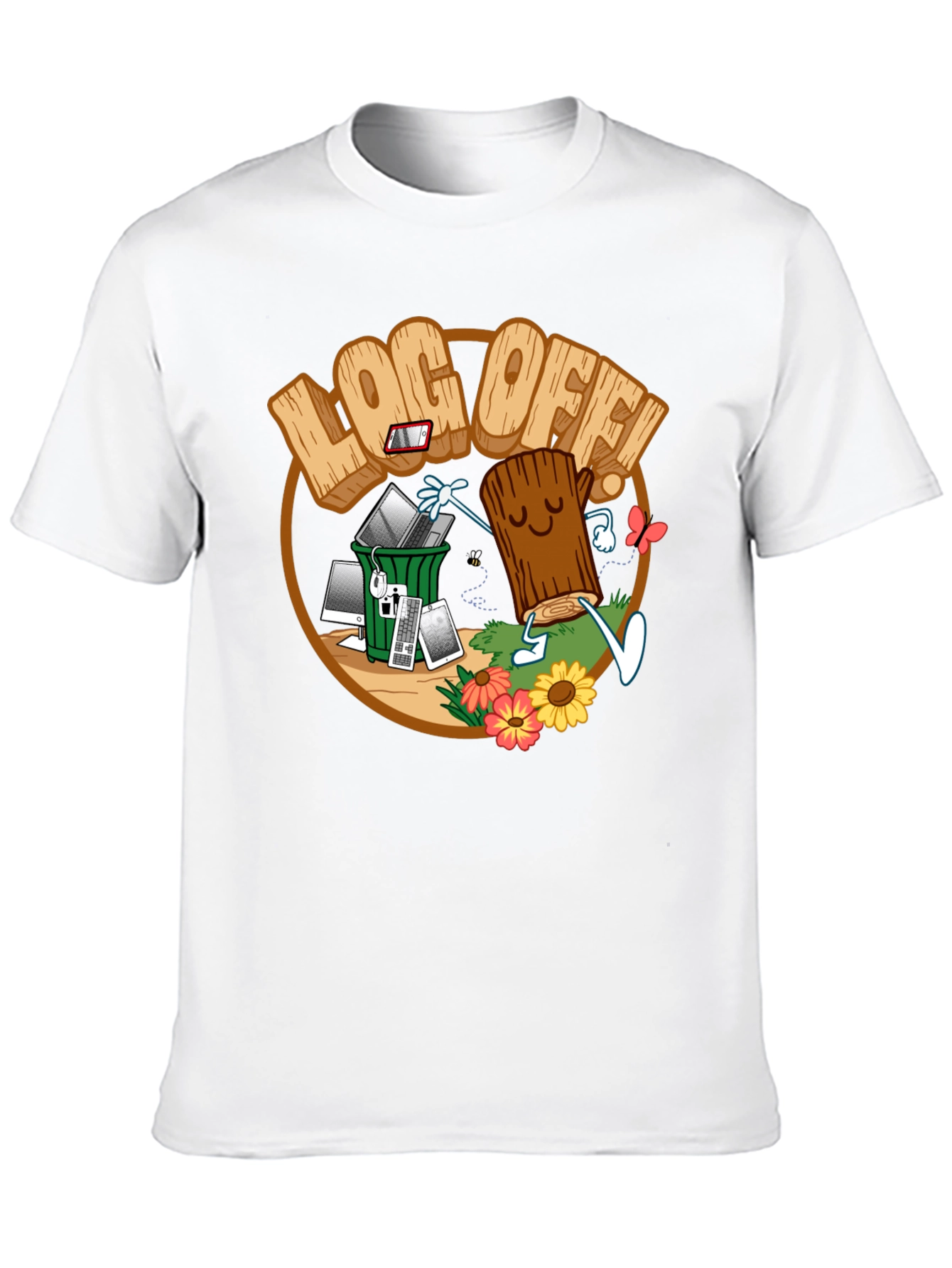 Log Off! Graphic Print Black T-Shirt