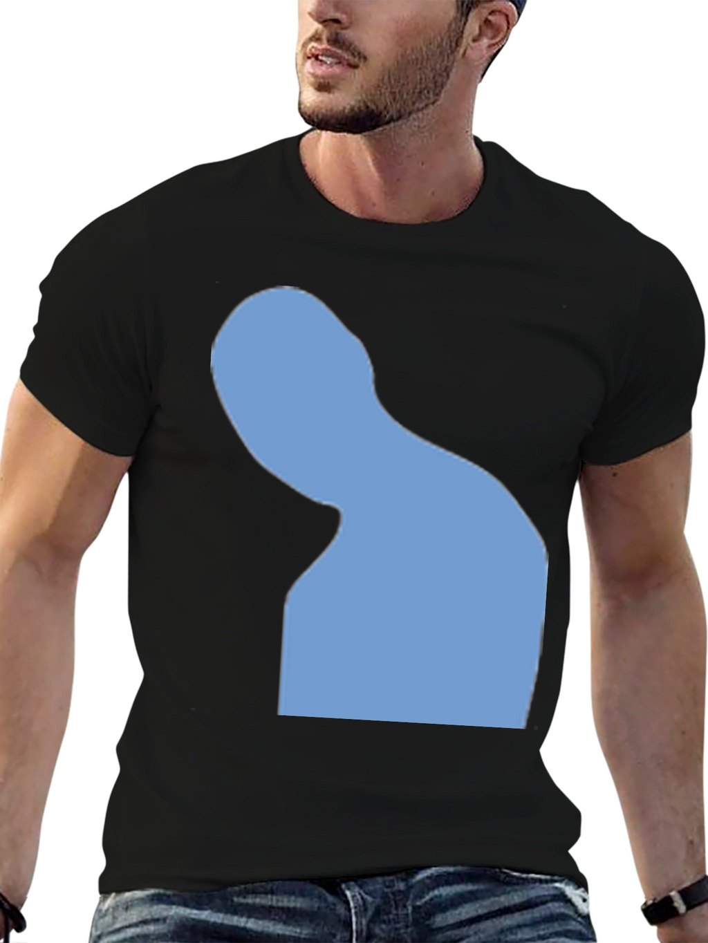 Abstract Silhouette Graphic Tee - Black Cotton Blend