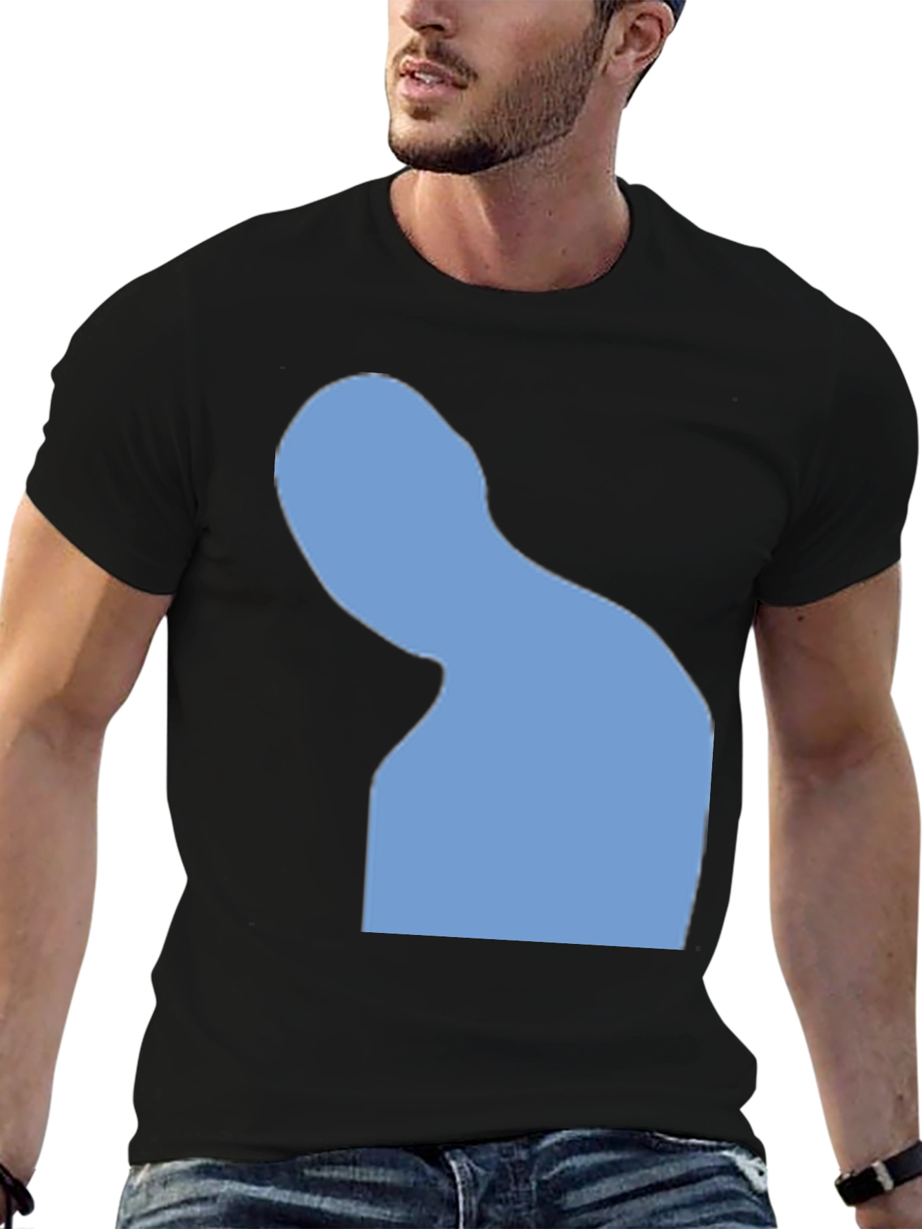 Abstract Silhouette Graphic Tee - Black Cotton Blend