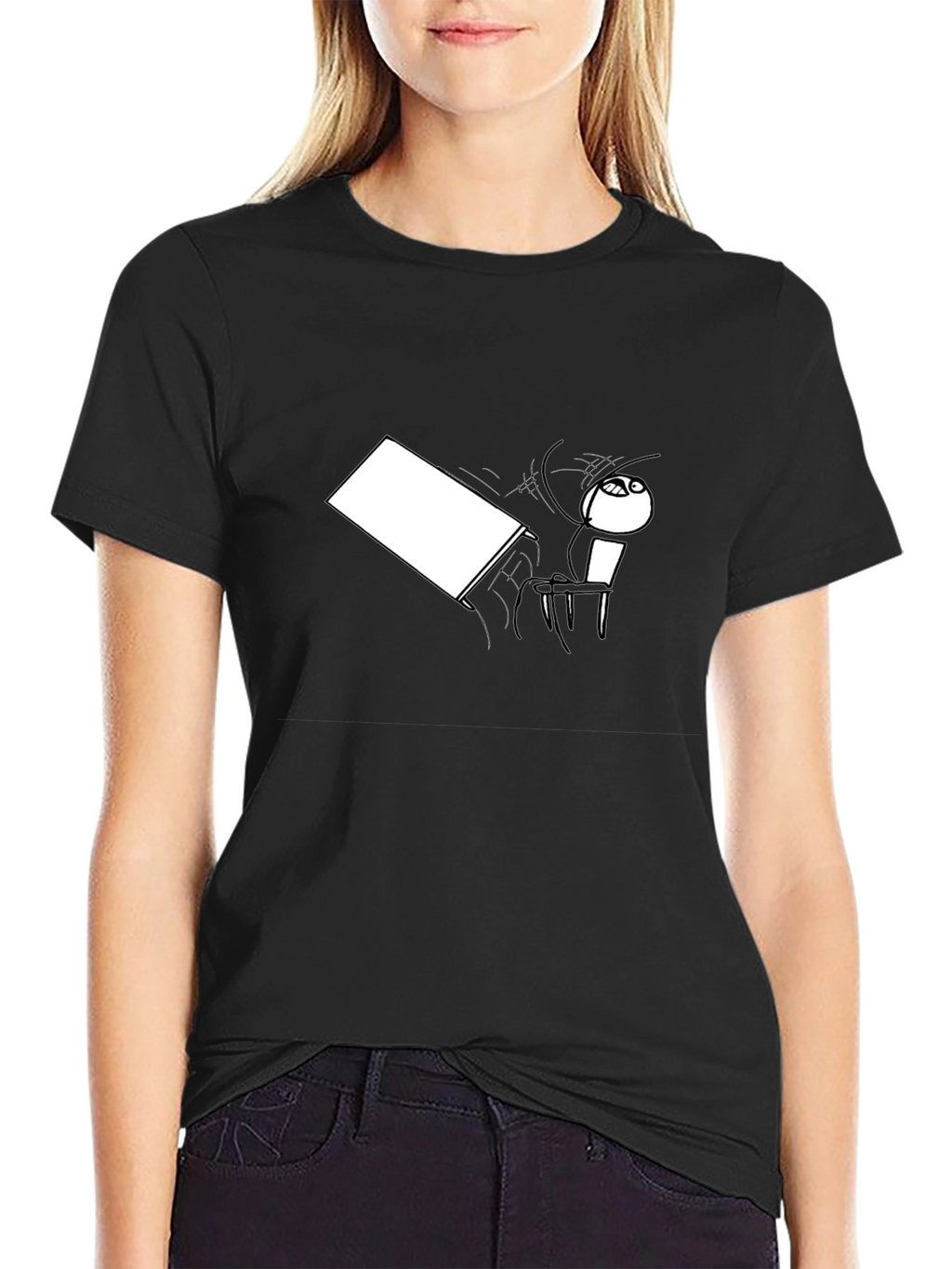Humorous Meme Graphic Print Black T-Shirt