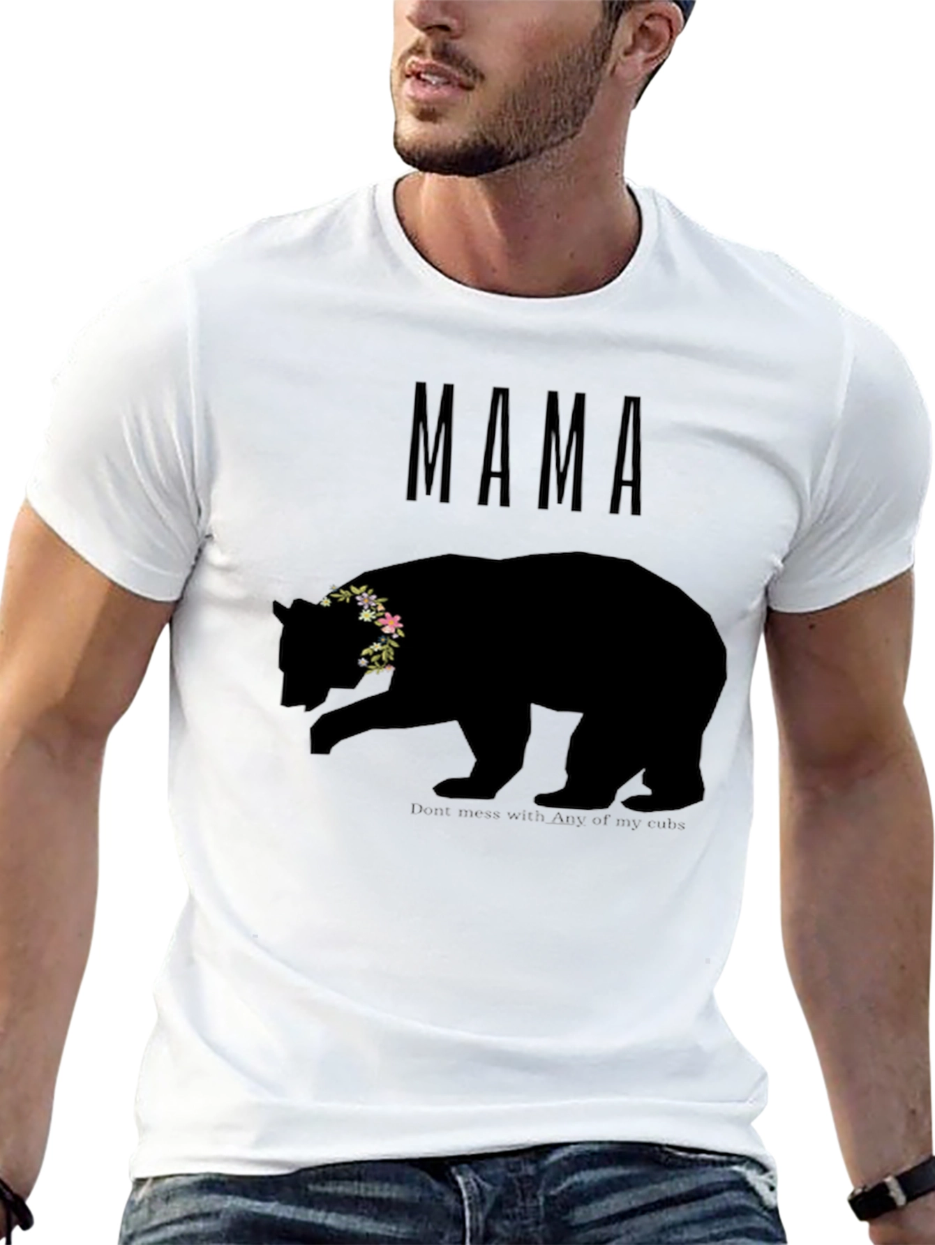 Mama Bear Graphic T-Shirt - Floral Crown Design