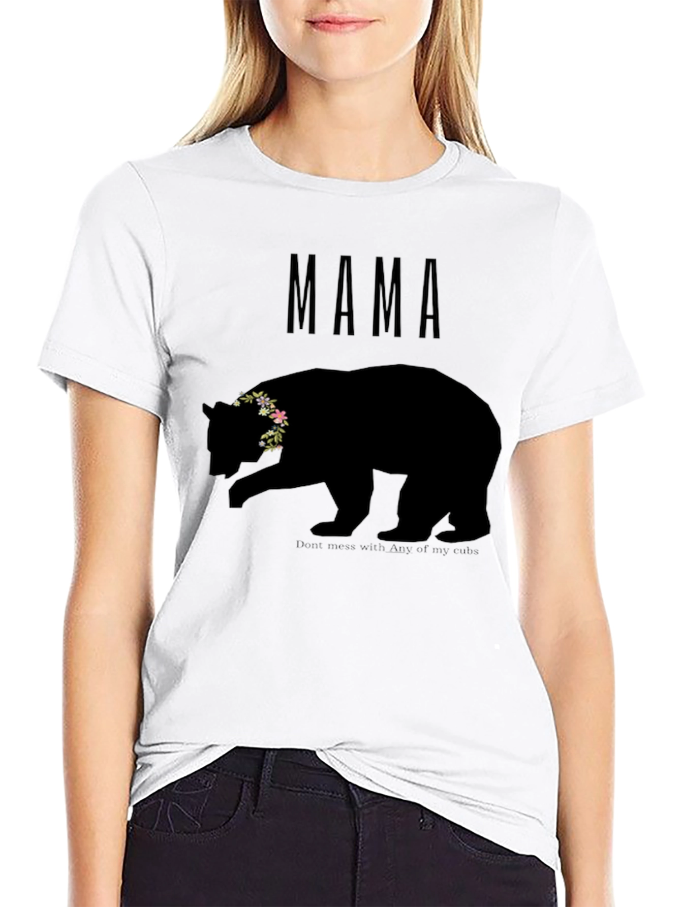 Mama Bear Graphic T-Shirt - Floral Crown Design