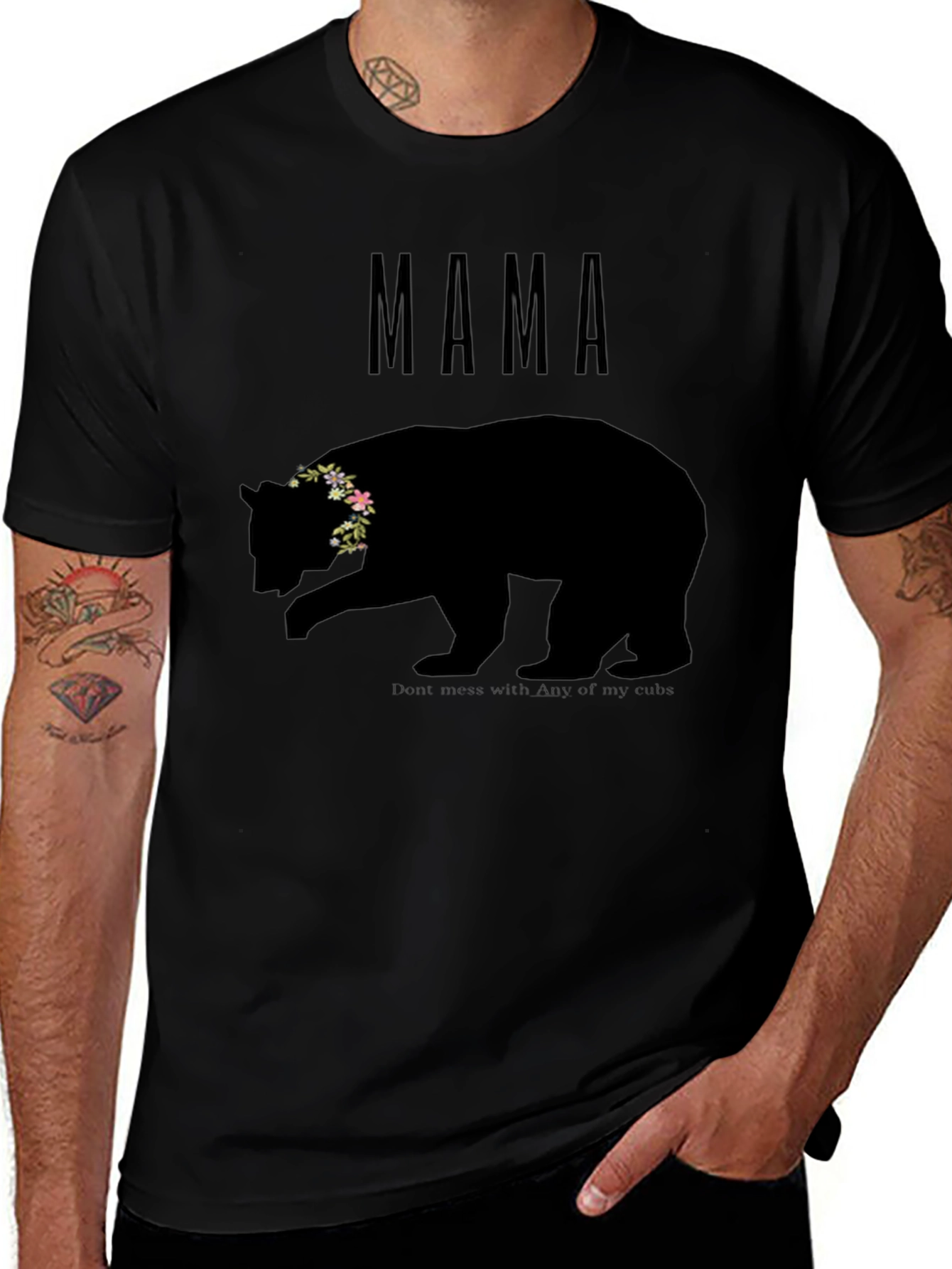 Mama Bear Graphic T-Shirt - Floral Crown Design