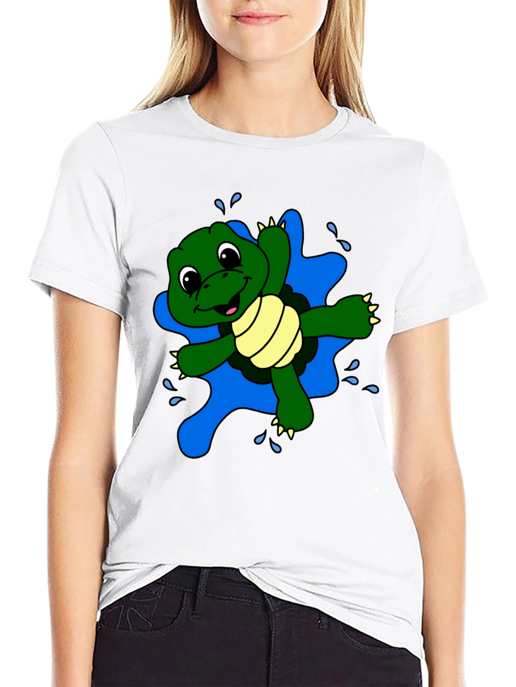 Cute Turtle Graphic Black T-Shirt