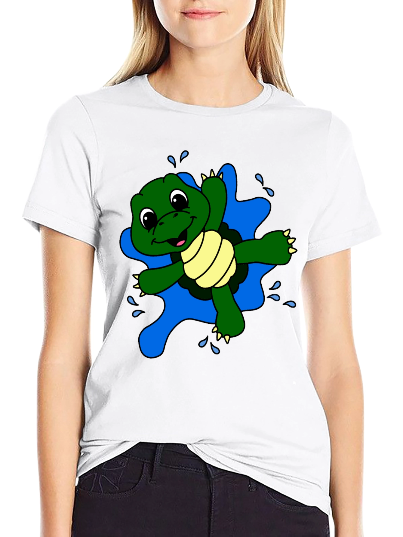 Cute Turtle Graphic Black T-Shirt