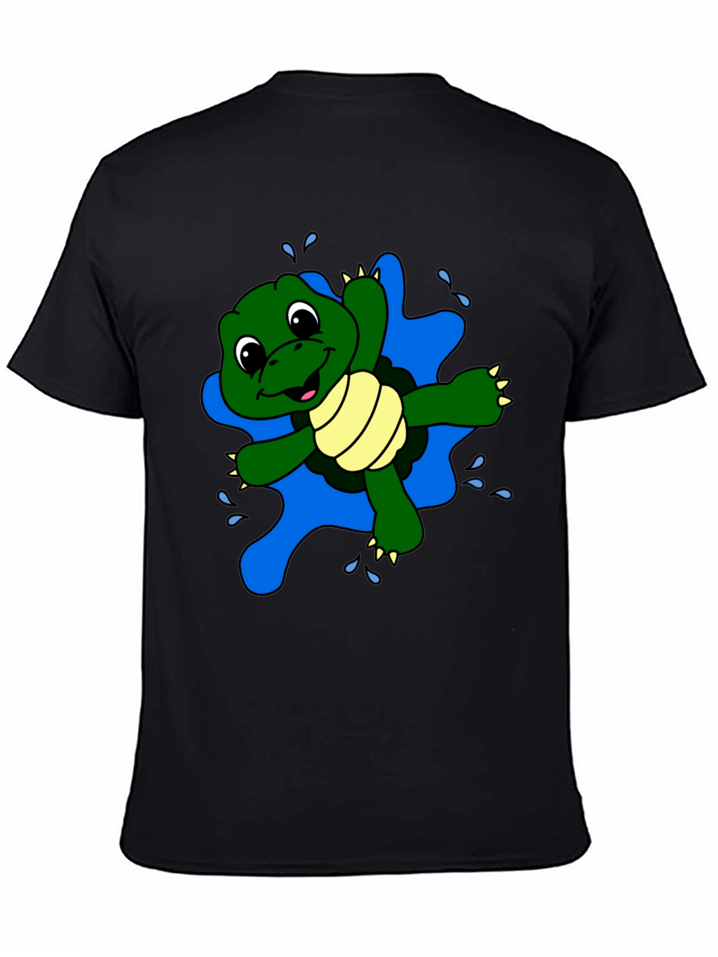 Cute Turtle Graphic Black T-Shirt
