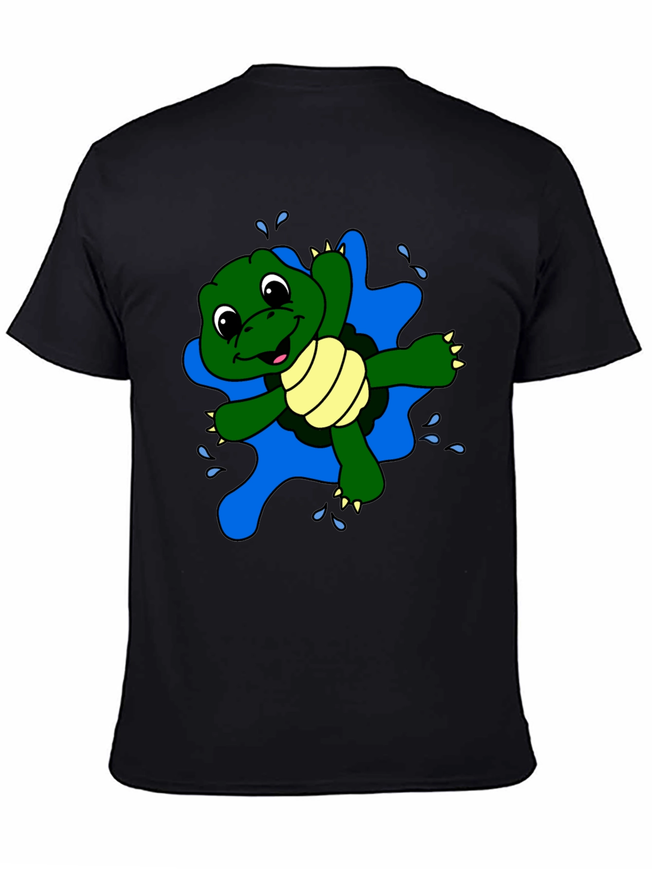 Cute Turtle Graphic Black T-Shirt