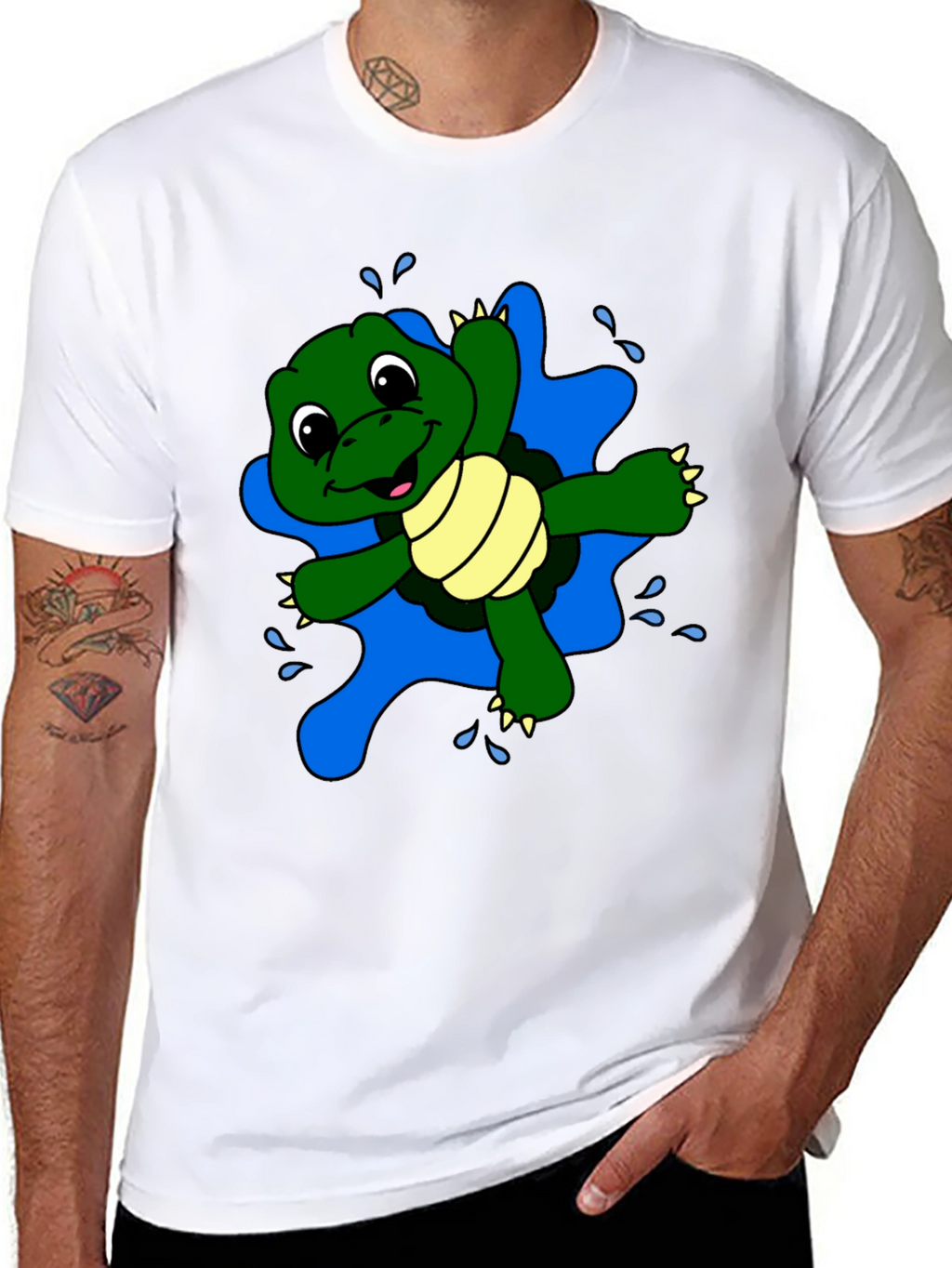 Cute Turtle Graphic Black T-Shirt