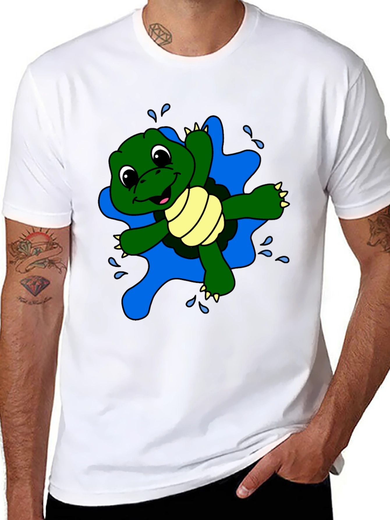 Cute Turtle Graphic Black T-Shirt