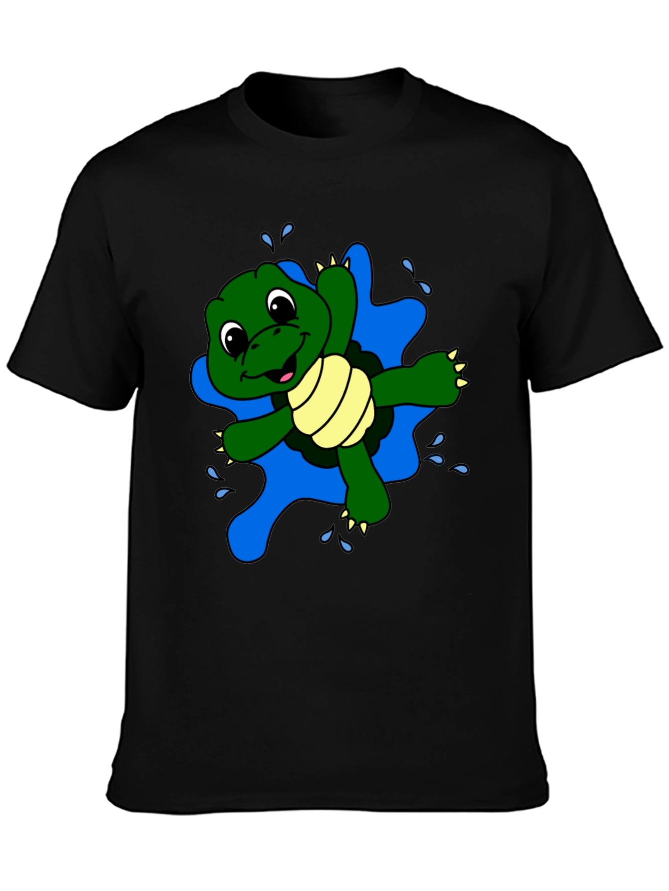 Cute Turtle Graphic Black T-Shirt