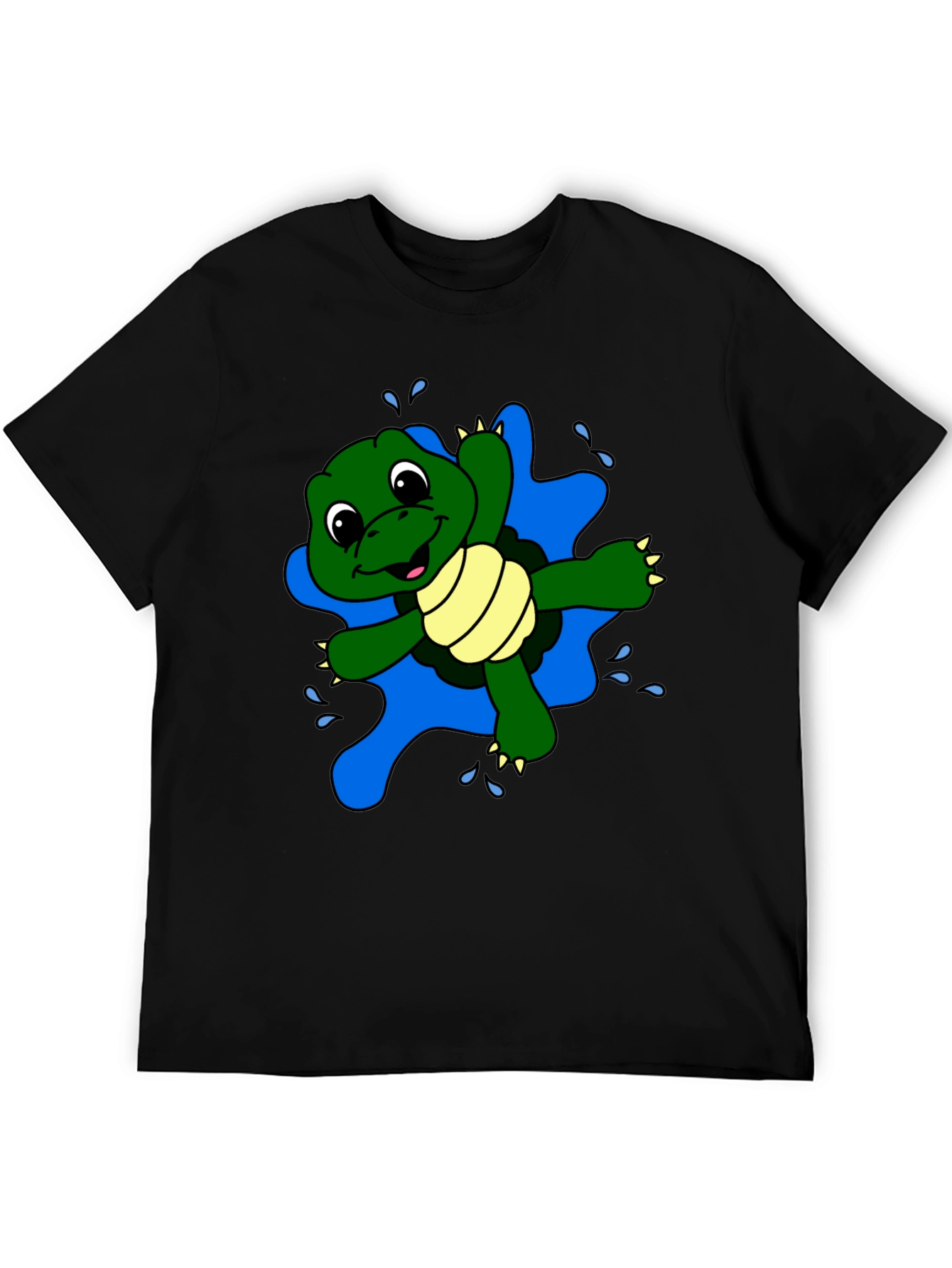 Cute Turtle Graphic Black T-Shirt