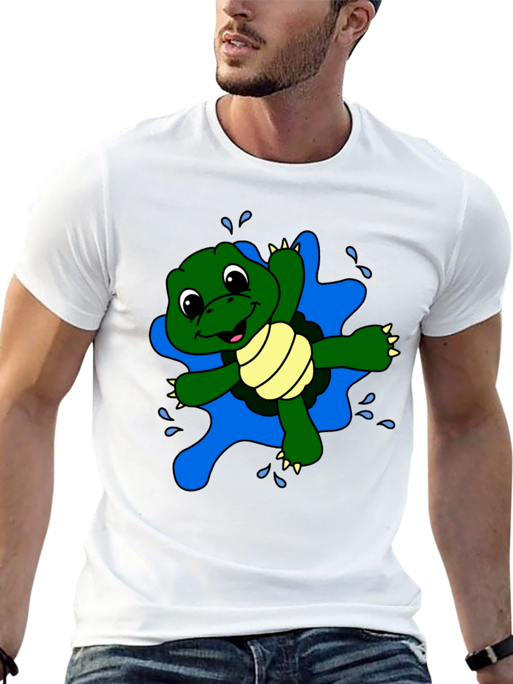 Cute Turtle Graphic Black T-Shirt