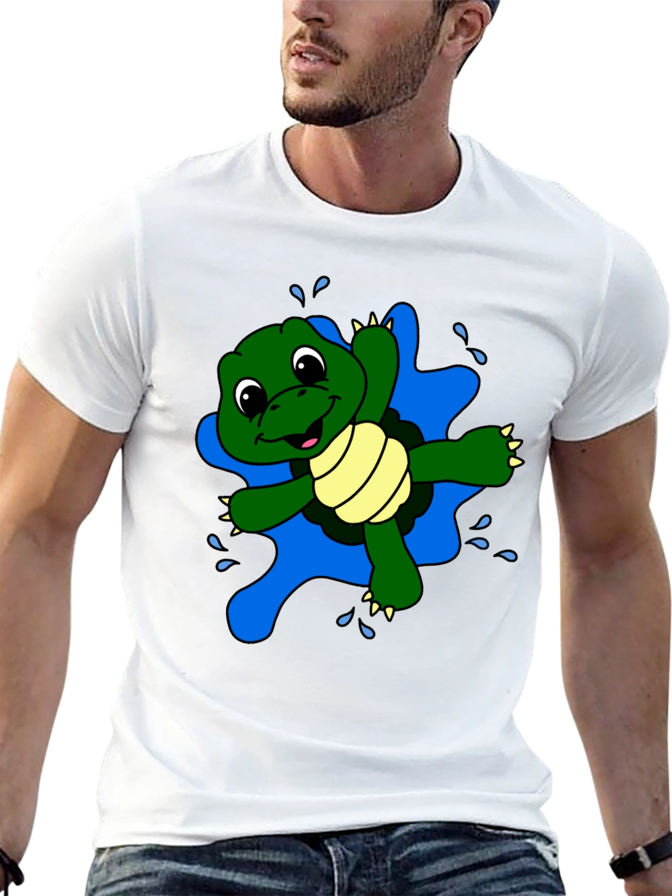 Cute Turtle Graphic Black T-Shirt