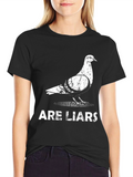 Pigeons Are Liars Graphic T-Shirt - Black