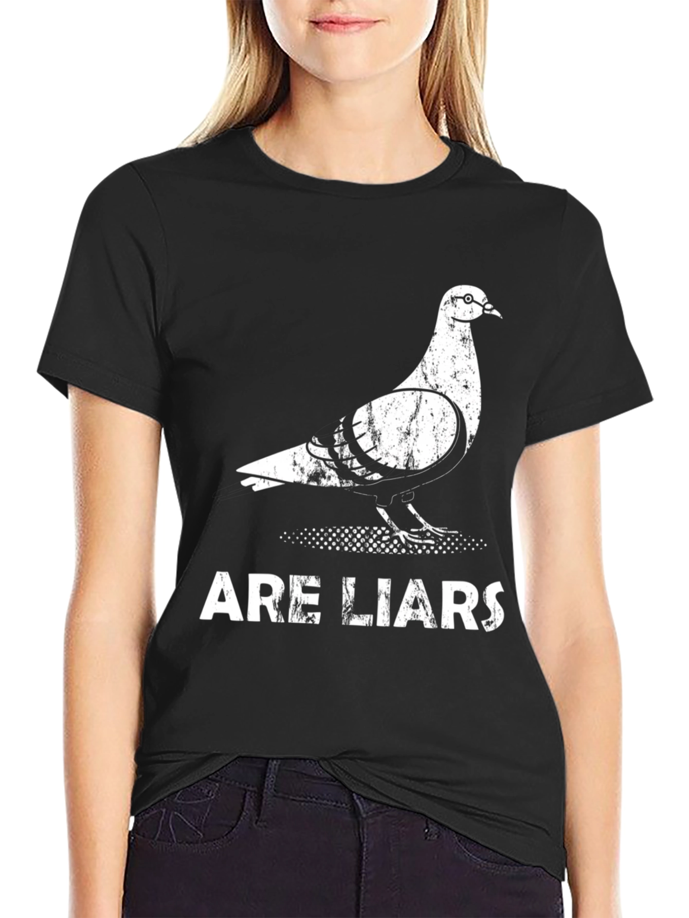 Pigeons Are Liars Graphic T-Shirt - Black