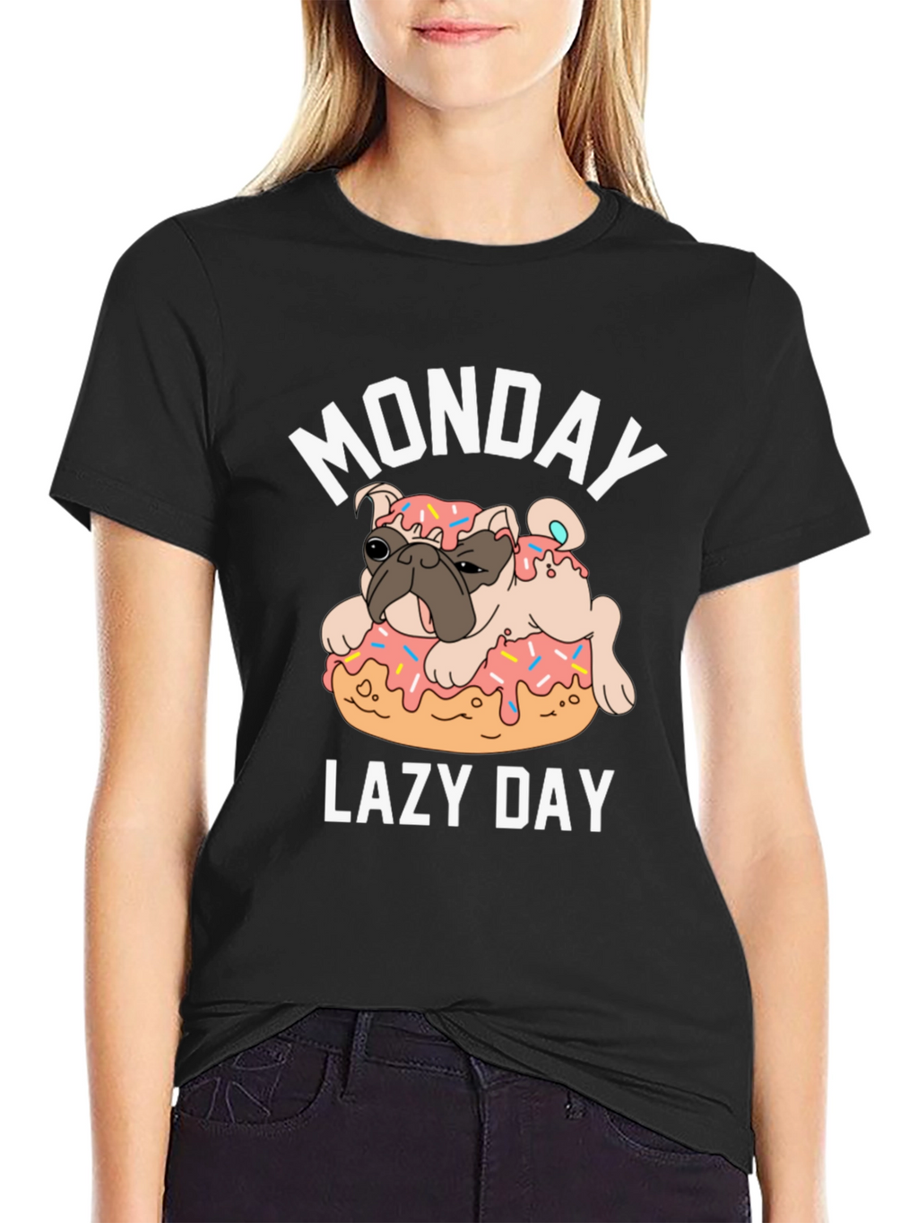 Monday Lazy Day Pug Donut T-Shirt
