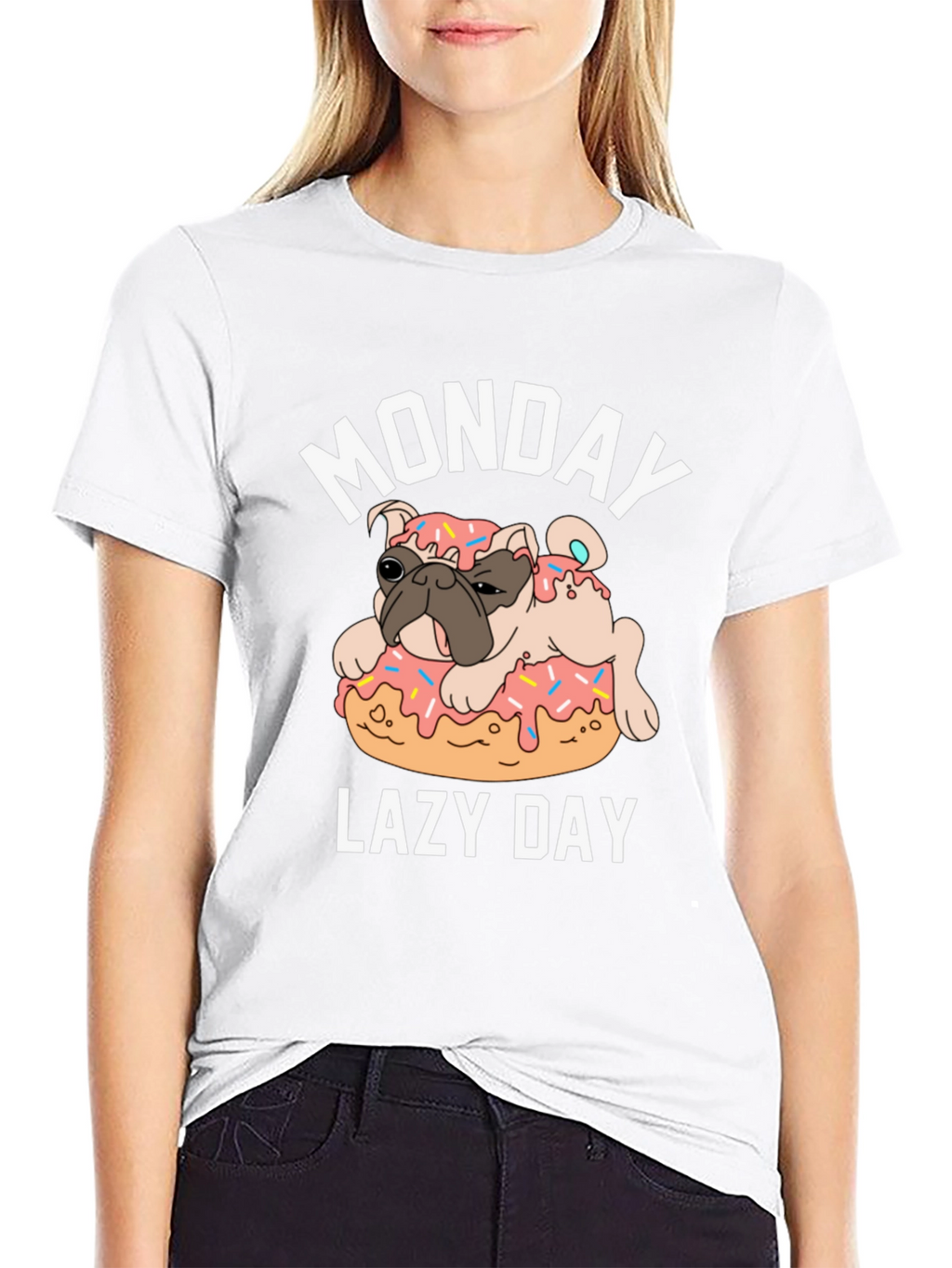 Monday Lazy Day Pug Donut T-Shirt