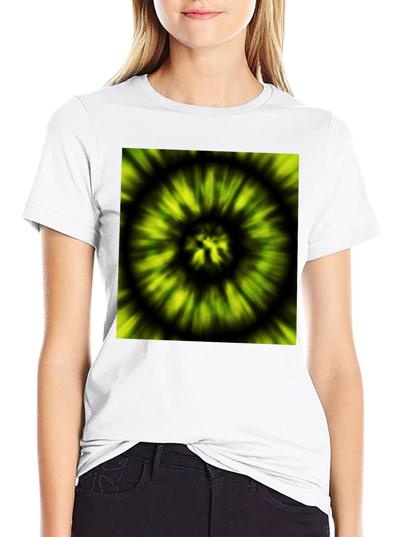 Hypnotic Swirl Tee - Green & Black Graphic Print