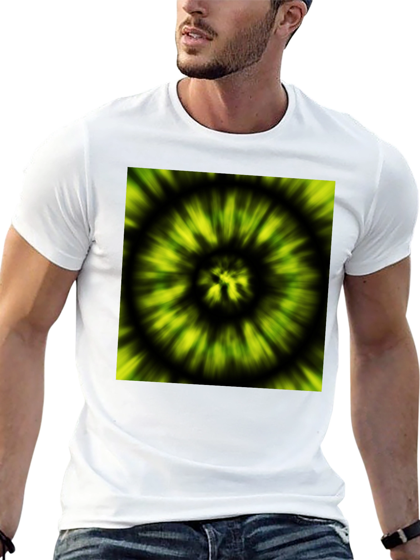 Hypnotic Swirl Tee - Green & Black Graphic Print