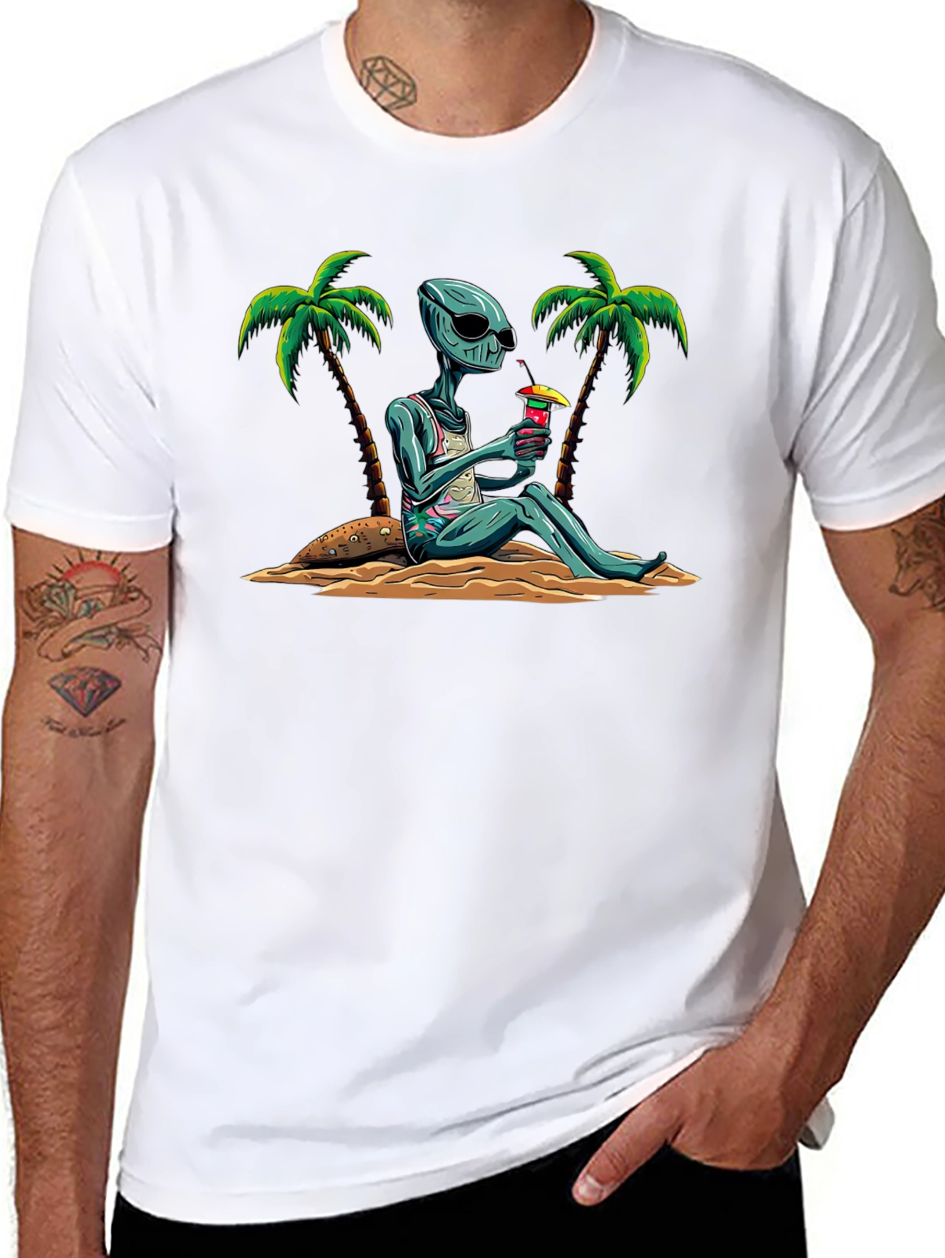 Alien Beach Cocktail Graphic T-Shirt