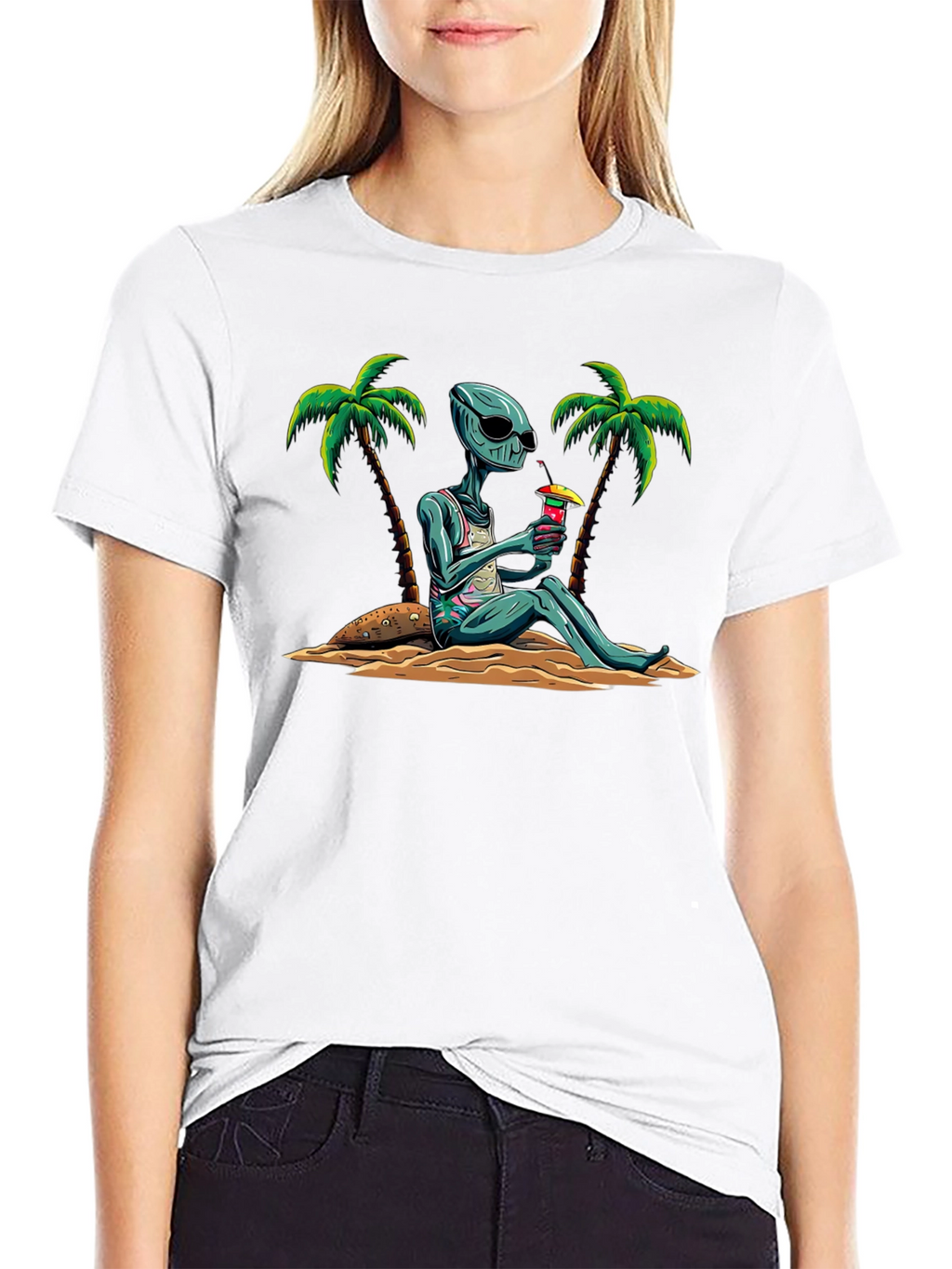 Alien Beach Cocktail Graphic T-Shirt