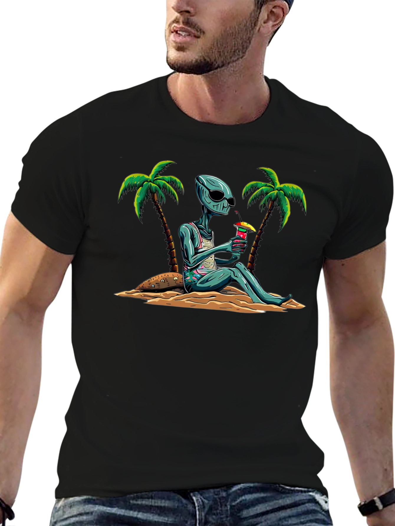Alien Beach Cocktail Graphic T-Shirt