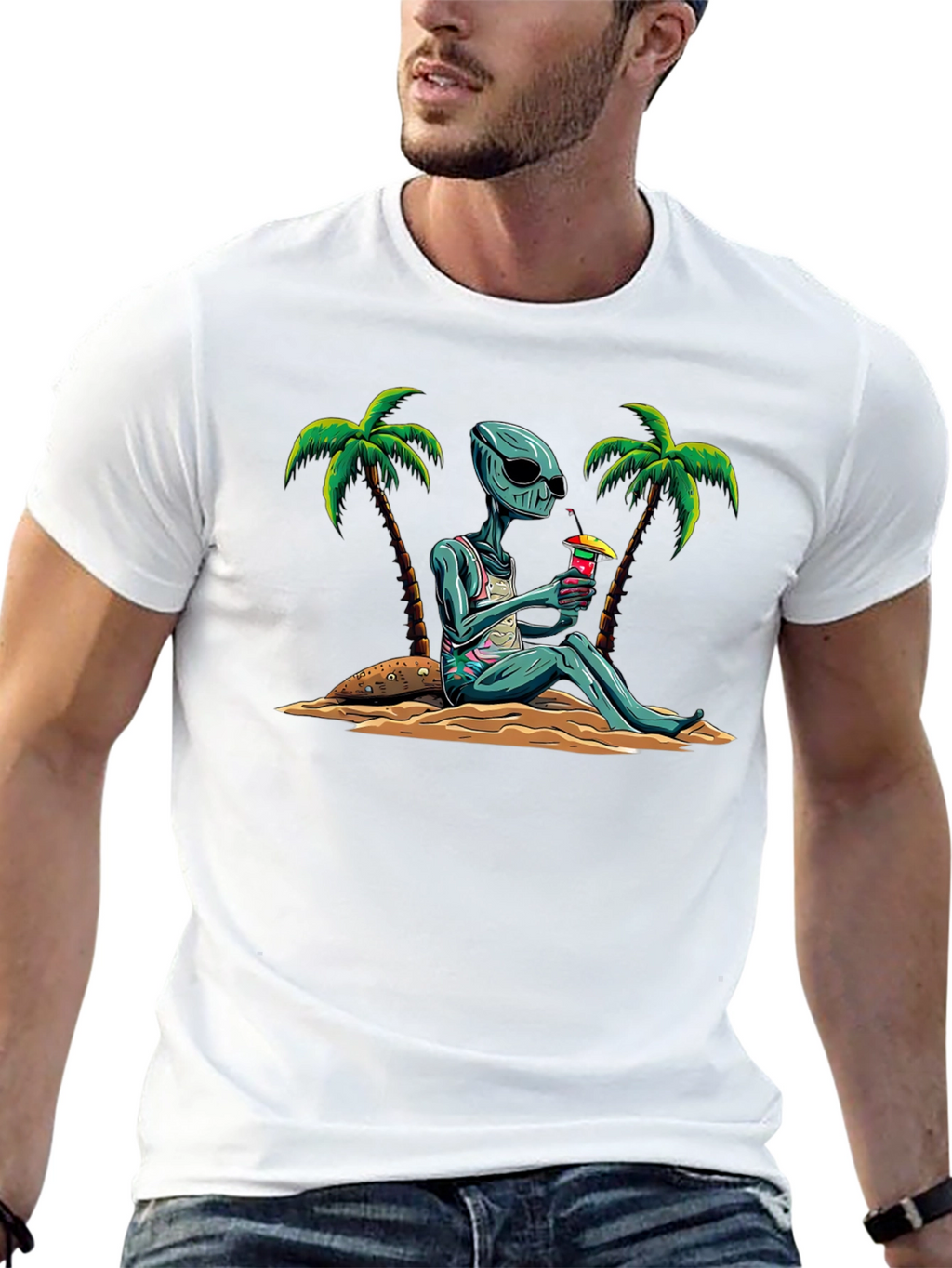 Alien Beach Cocktail Graphic T-Shirt