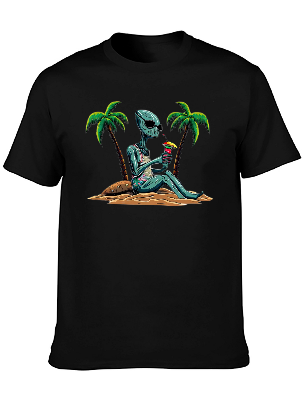 Alien Beach Cocktail Graphic T-Shirt