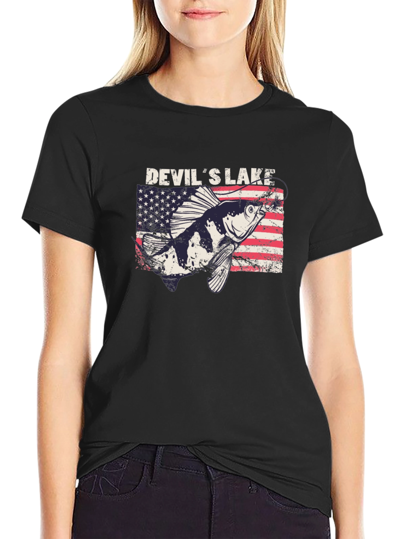 Devils Lake Fishing T-Shirt - Patriotic Angler Tee