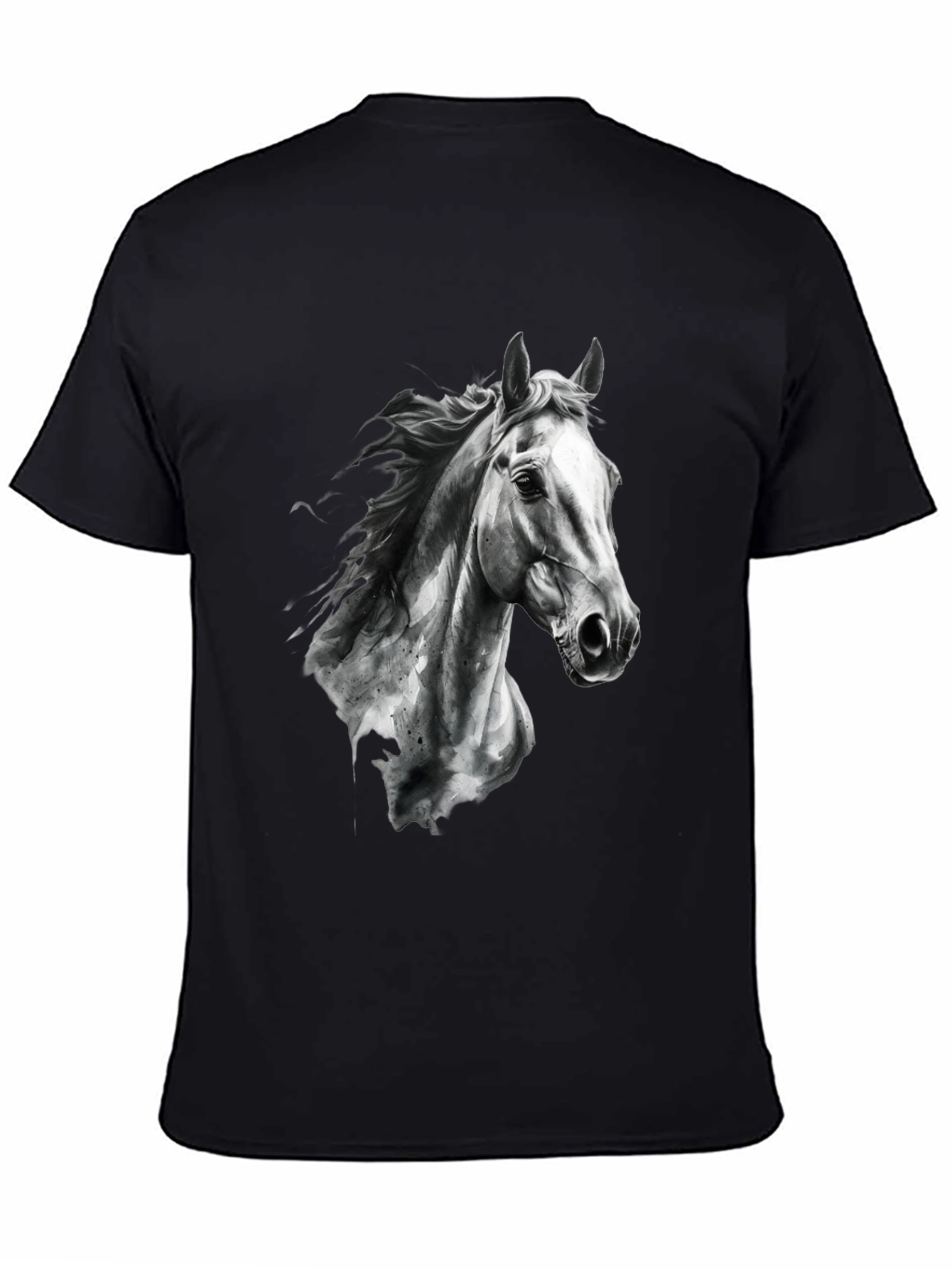 Horse Graphic Print Black Tee