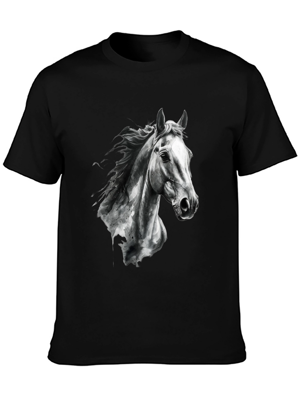 Horse Graphic Print Black Tee