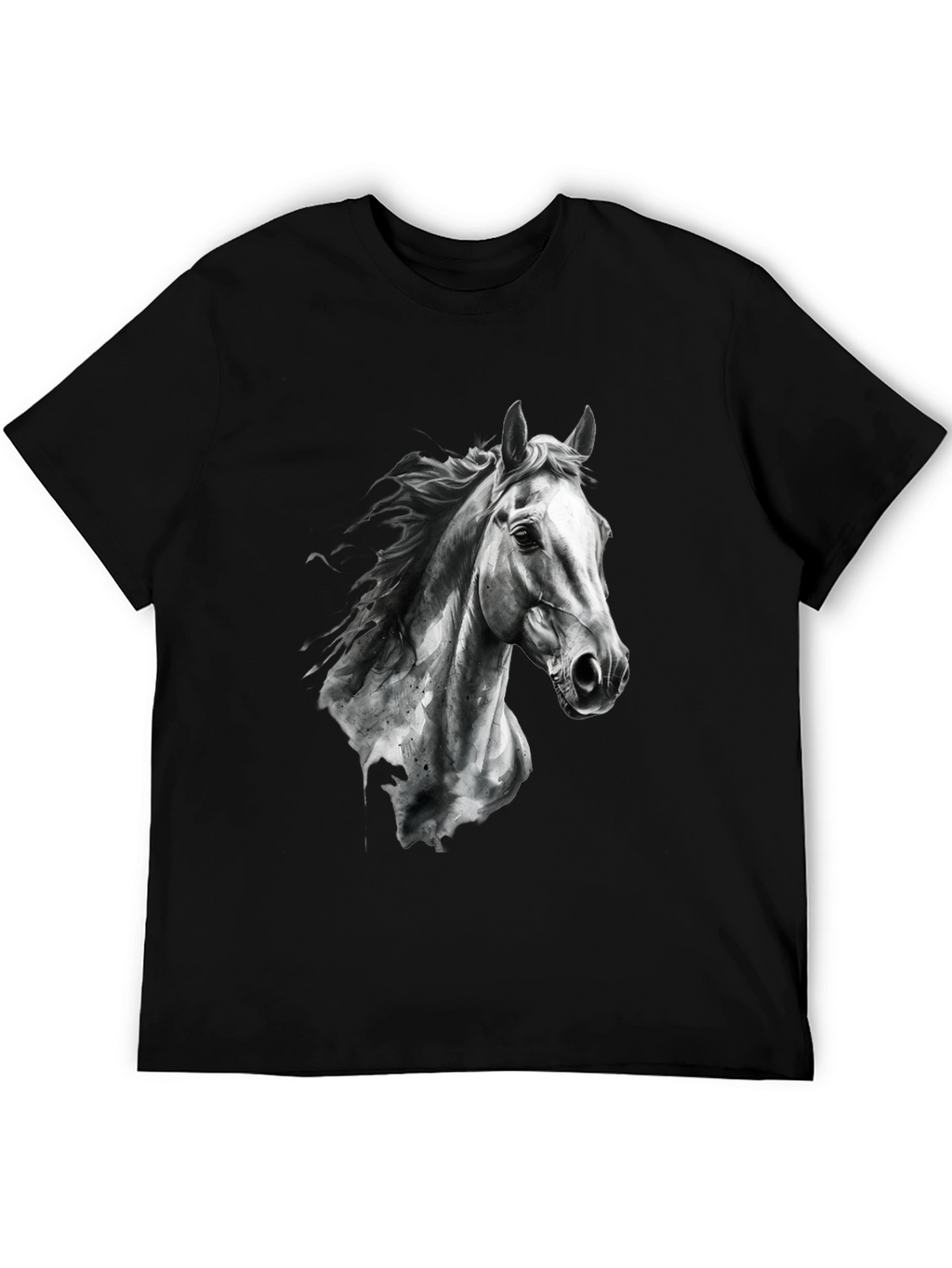 Horse Graphic Print Black Tee