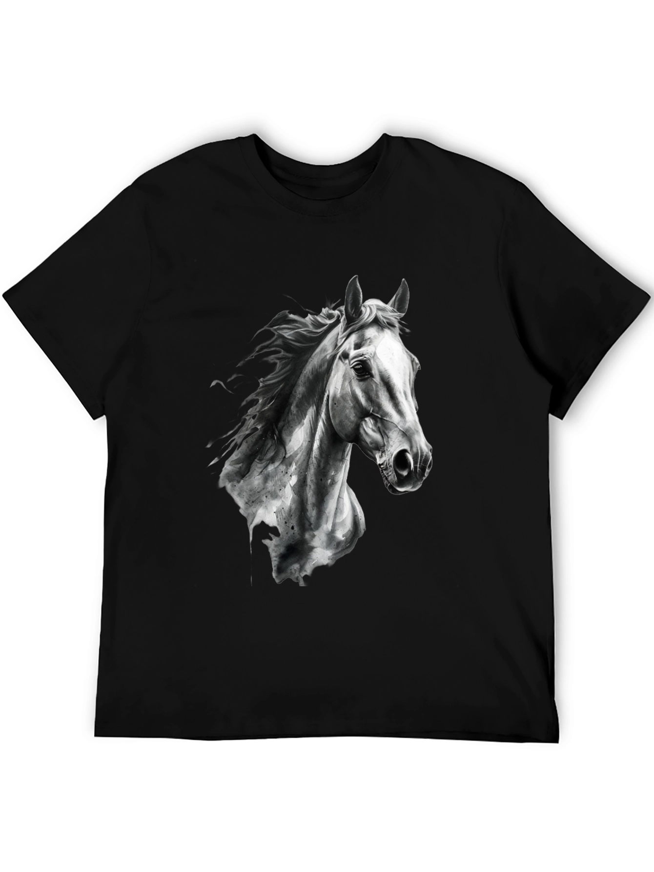 Horse Graphic Print Black Tee