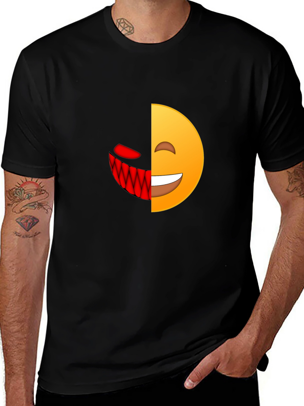 Evil Emoji Graphic T-Shirt - Mens Black Tee