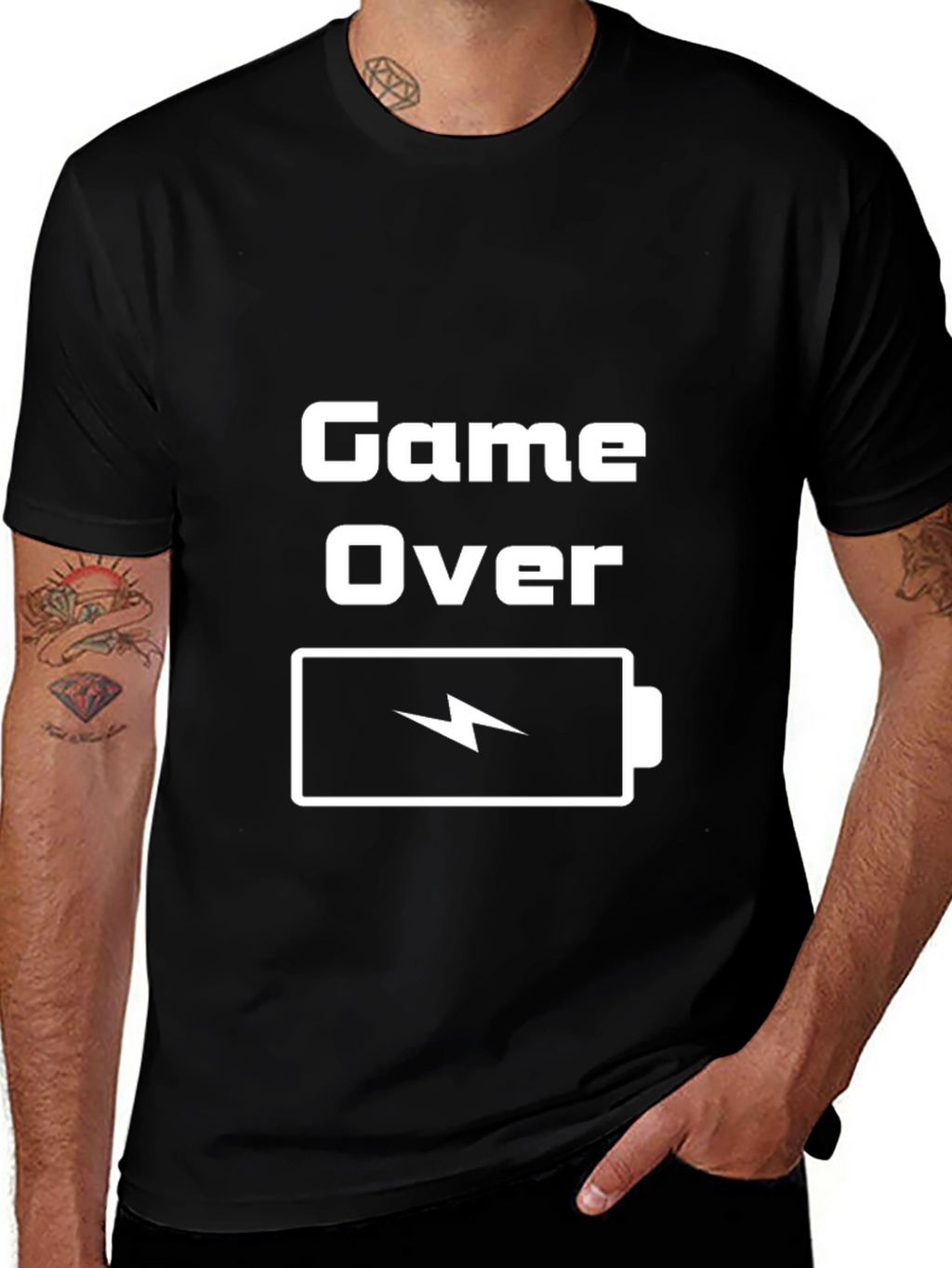 Game Over Low Battery Graphic Tee - Gamer Shirt