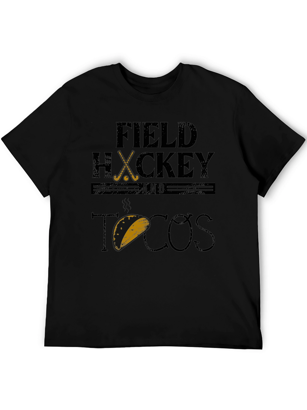 Field Hockey & Tacos Black Graphic T-Shirt