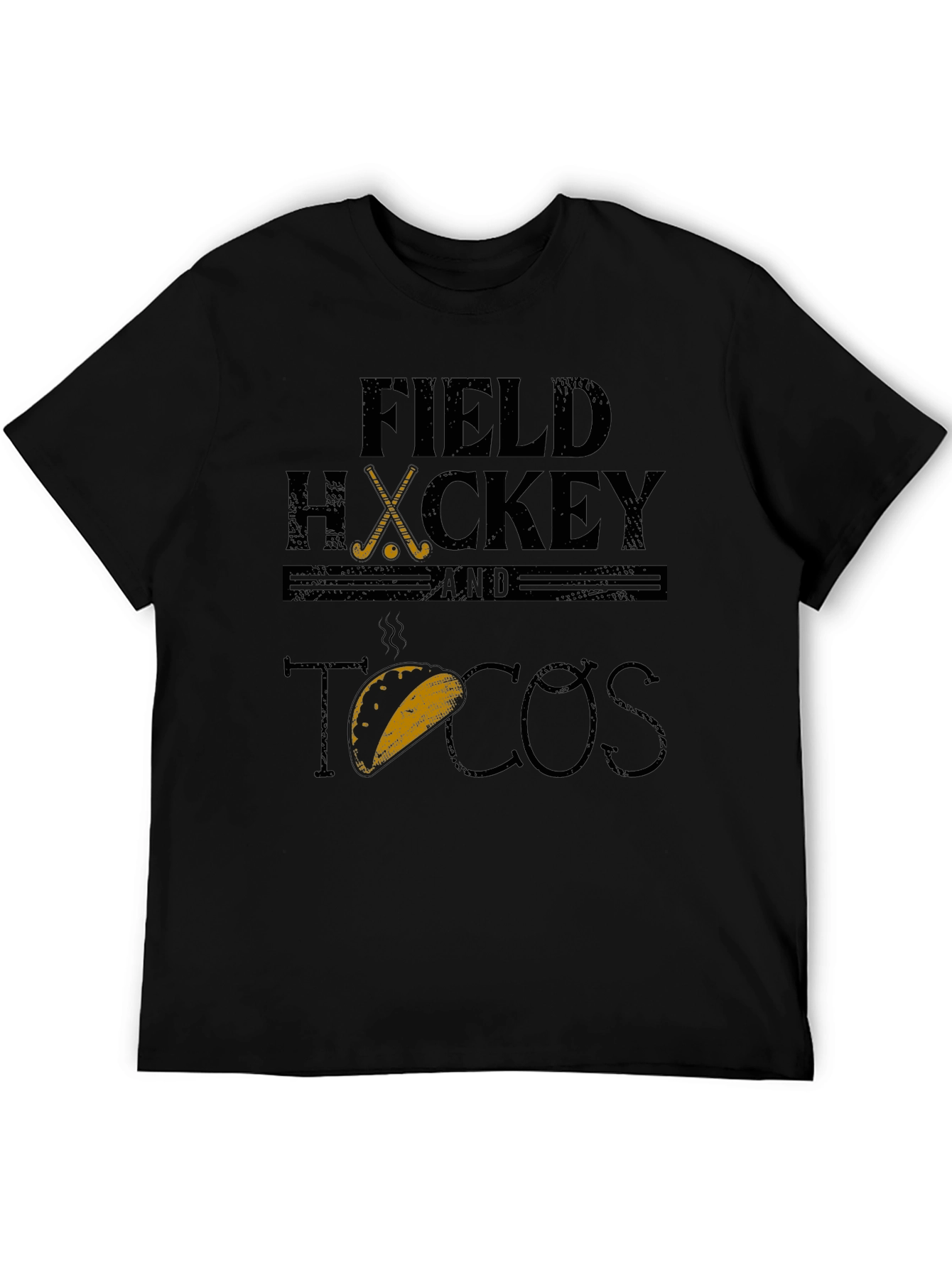 Field Hockey & Tacos Black Graphic T-Shirt