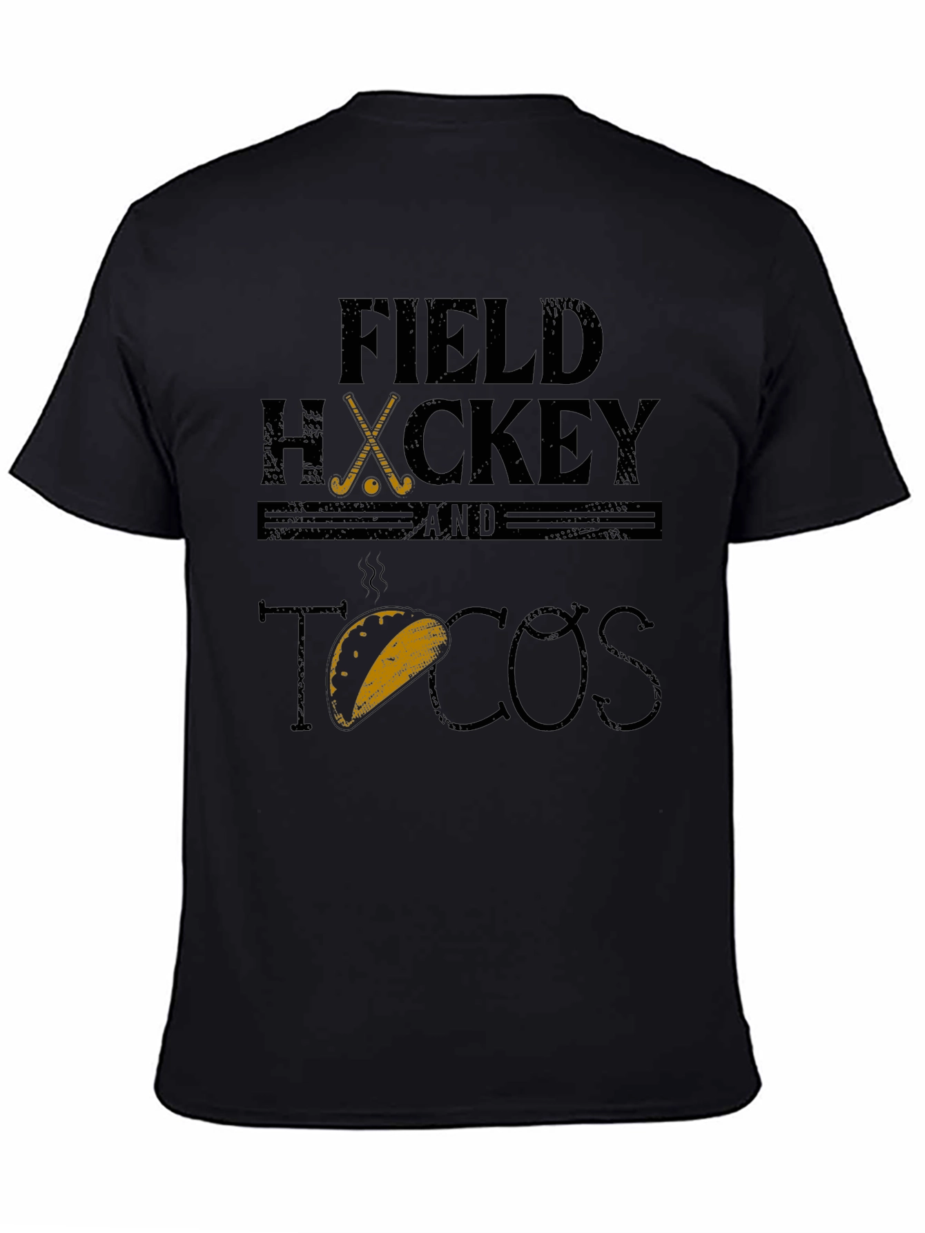 Field Hockey & Tacos Black Graphic T-Shirt