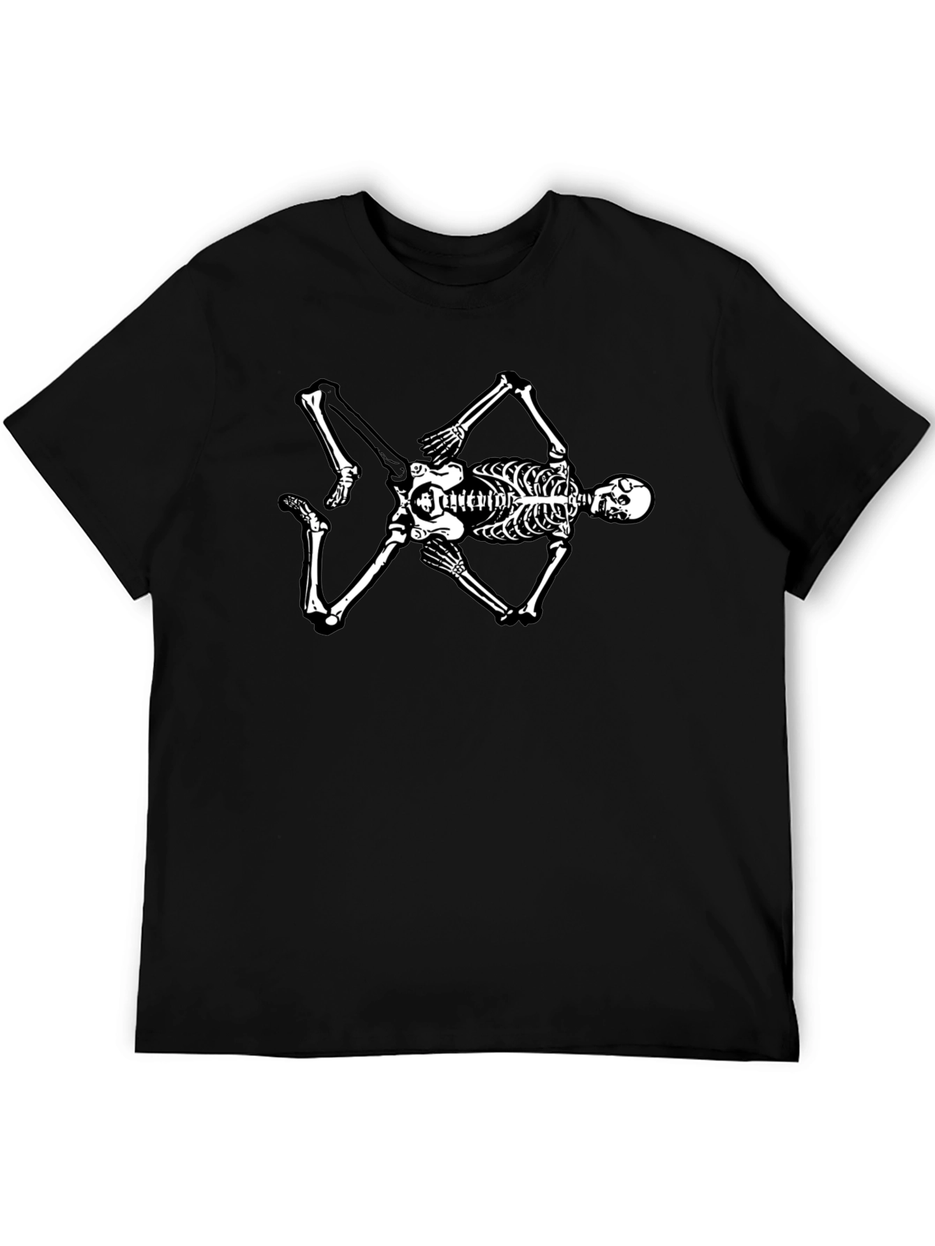Skeleton Graphic Tee - Black Cotton Blend T-Shirt