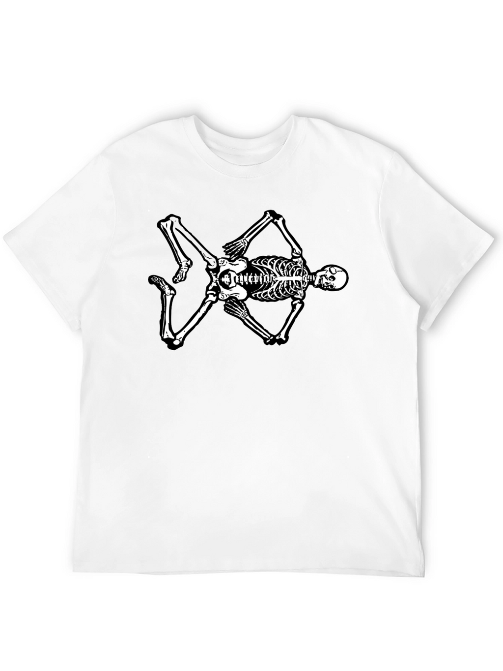 Skeleton Graphic Tee - Black Cotton Blend T-Shirt