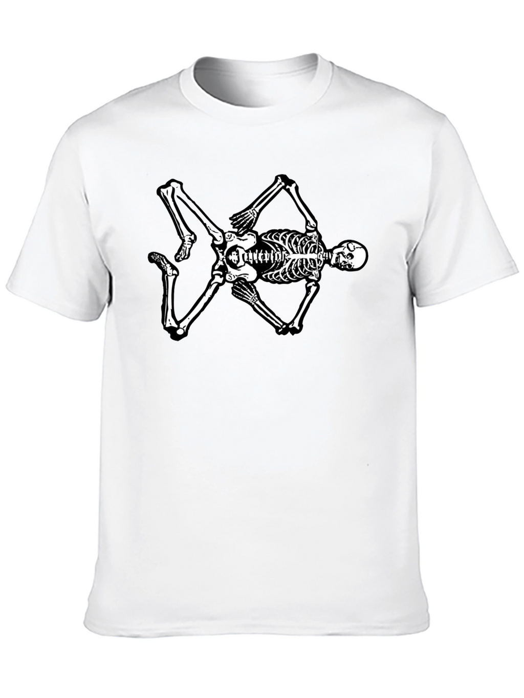Skeleton Graphic Tee - Black Cotton Blend T-Shirt