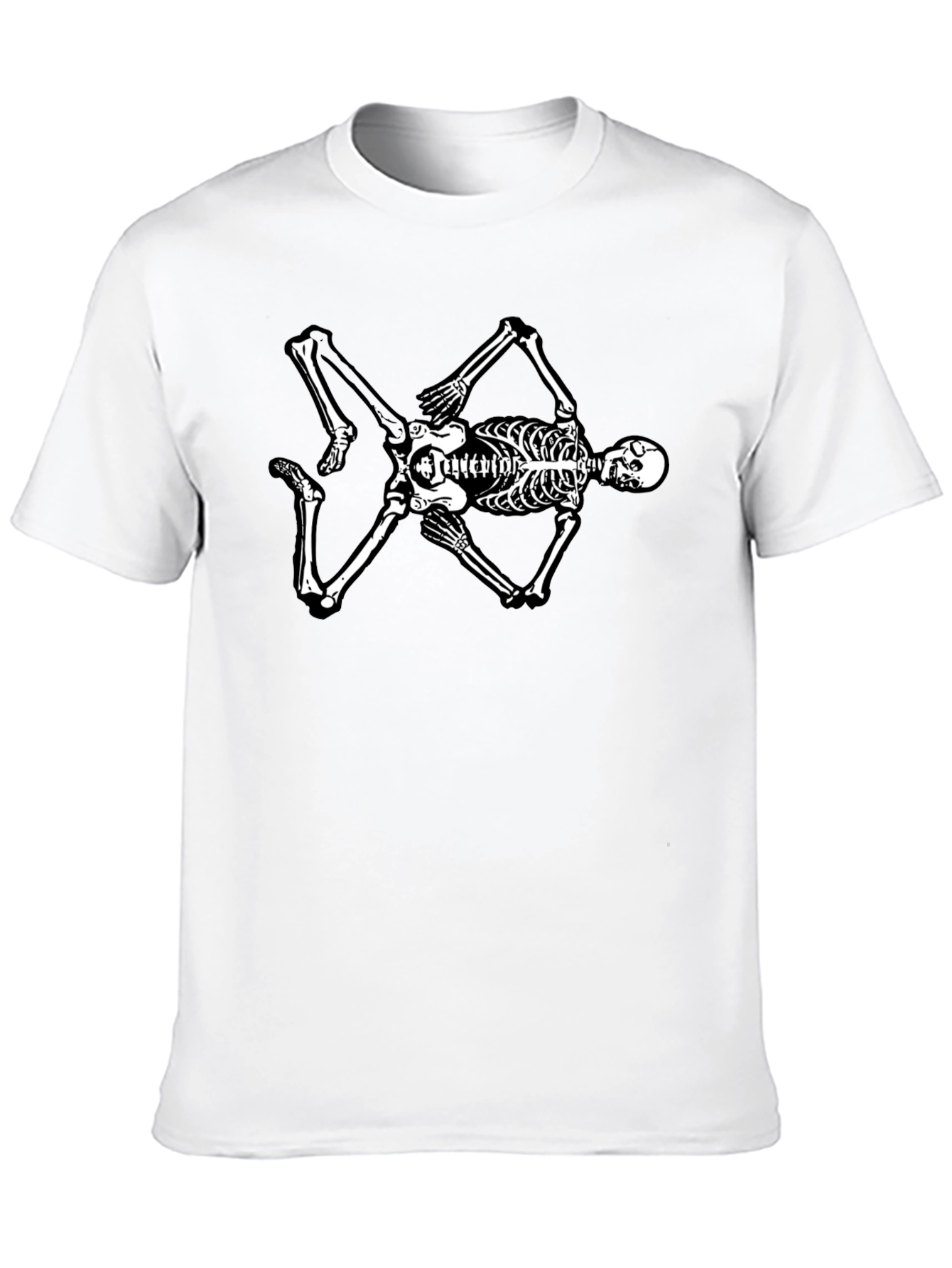 Skeleton Graphic Tee - Black Cotton Blend T-Shirt