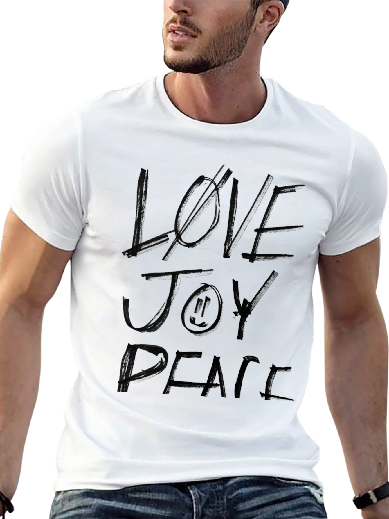 Love Joy Peace Mens Black Graphic Tee