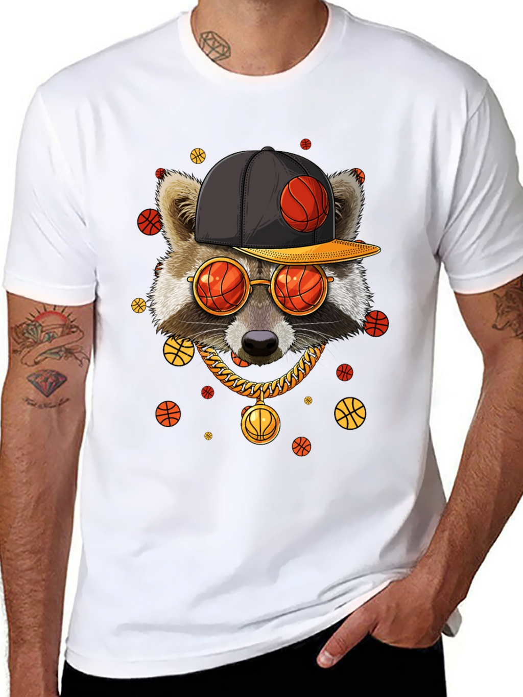Cool Raccoon Basketball T-Shirt