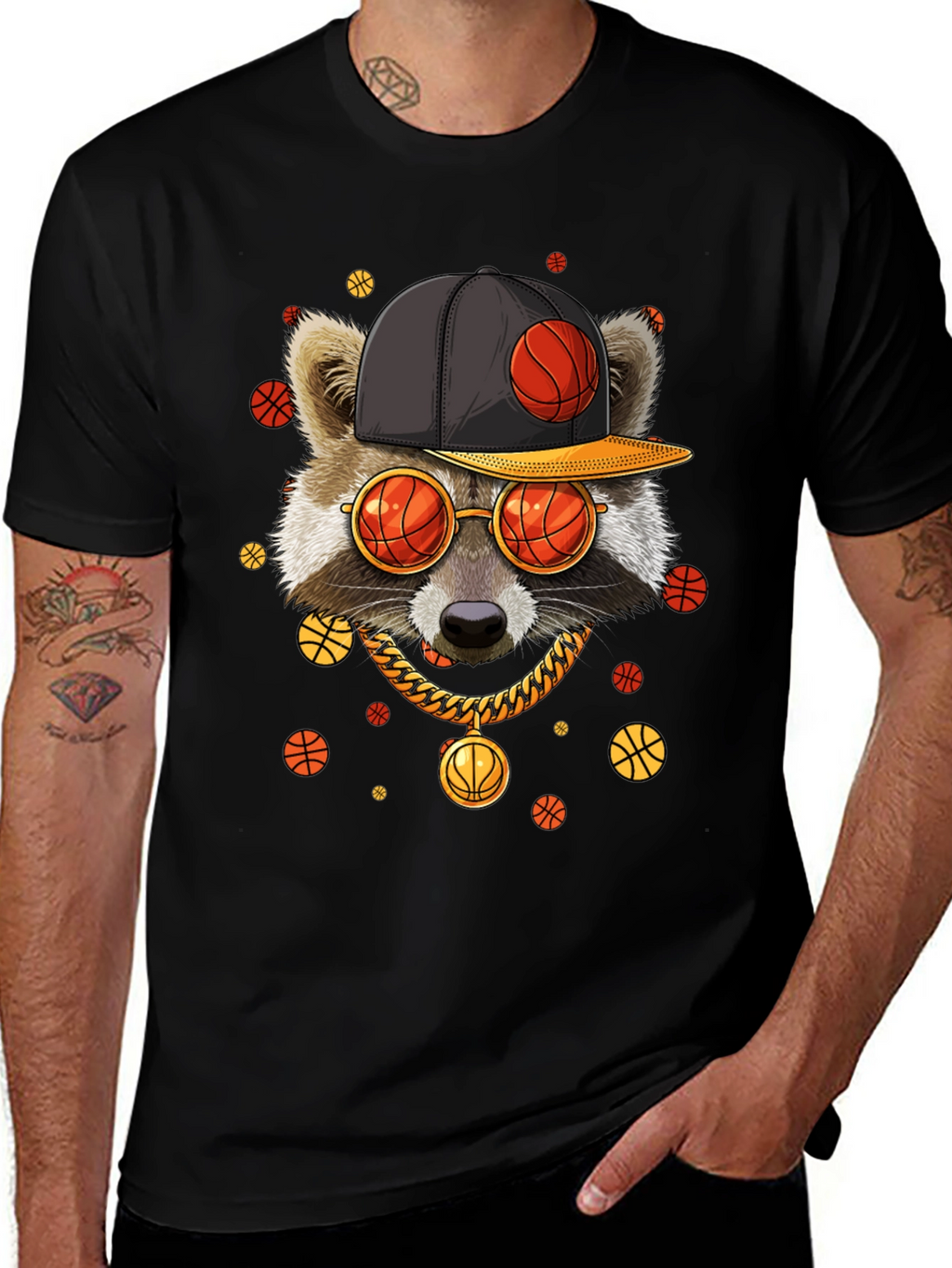 Cool Raccoon Basketball T-Shirt