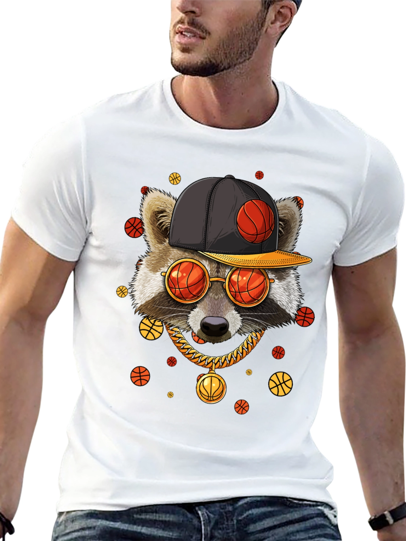 Cool Raccoon Basketball T-Shirt